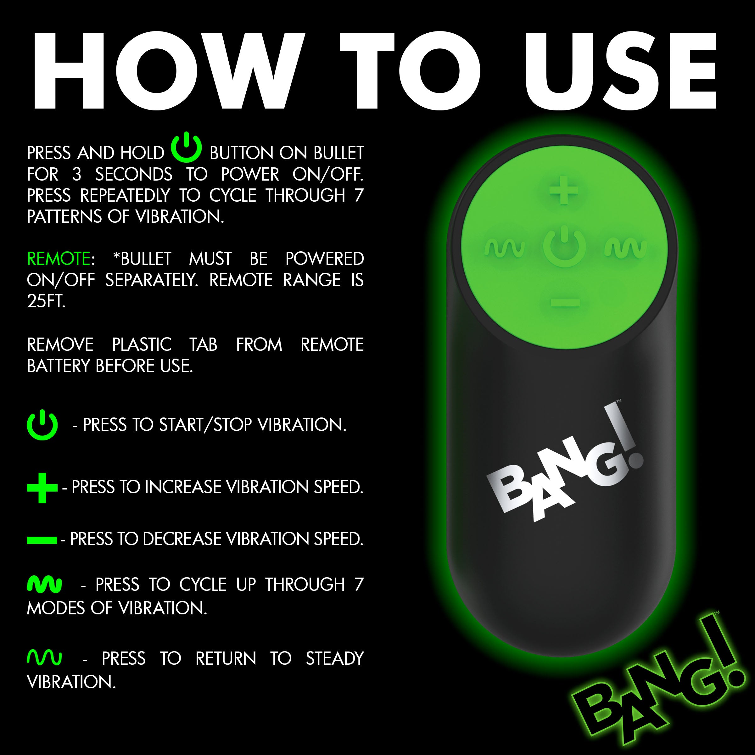 Bang! Glow-in-the-Dark Silicone Anal Beads Green