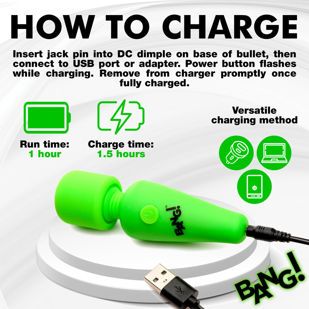 Bang! Glow-in-the-Dark Silicone Wand Green