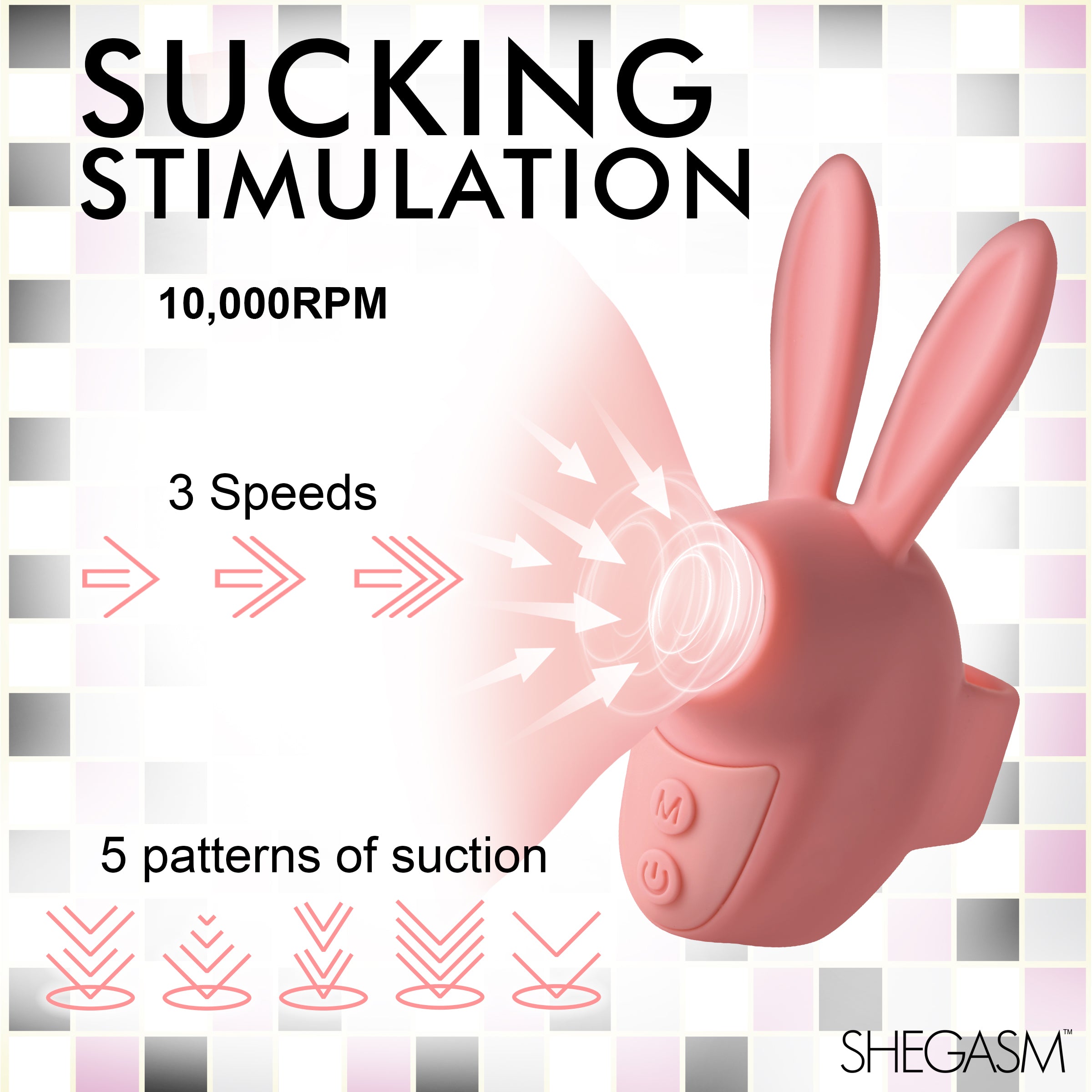 Shegasm Sucky Bunny Clit Stimulator - Pink Pink