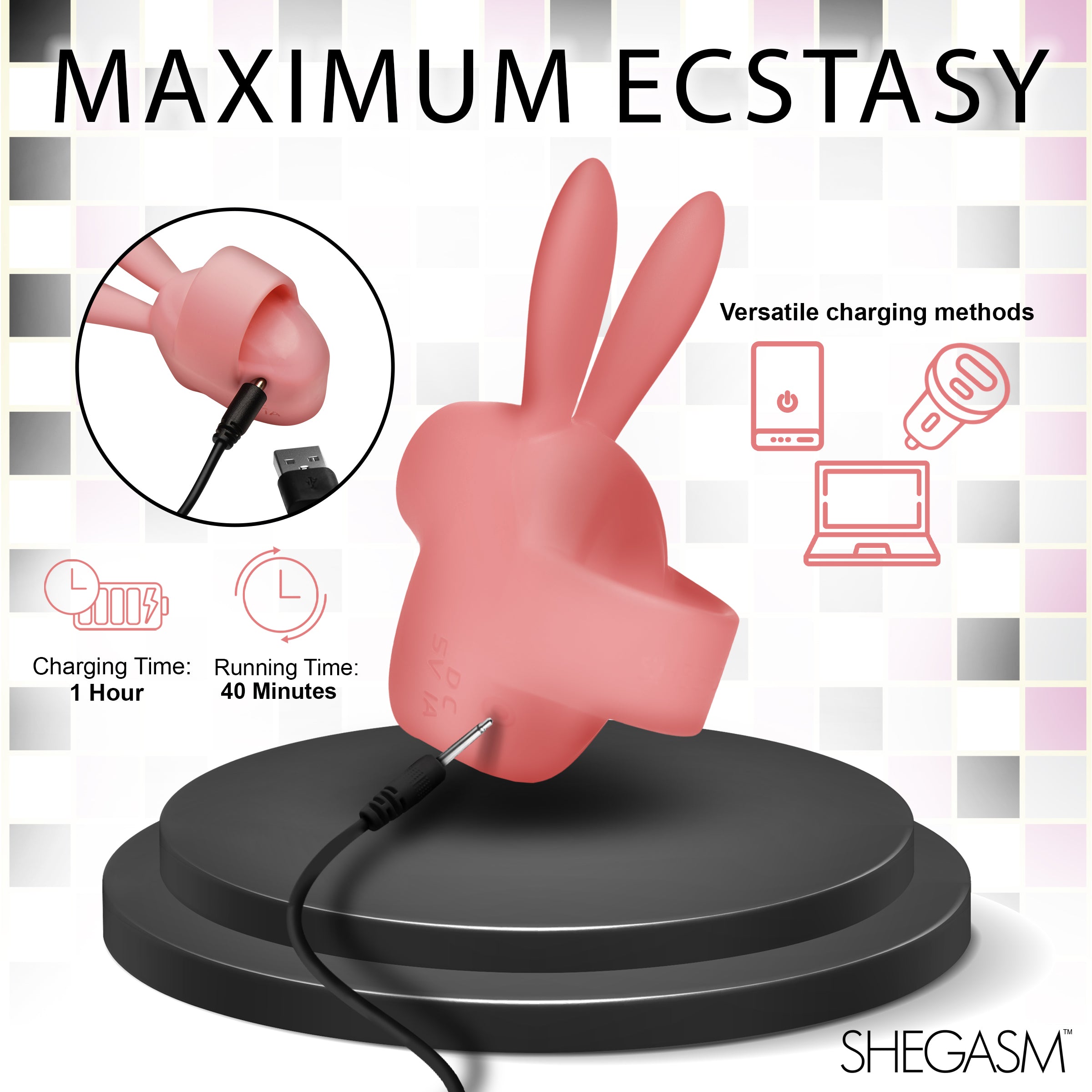 Shegasm Sucky Bunny Clit Stimulator - Pink Pink