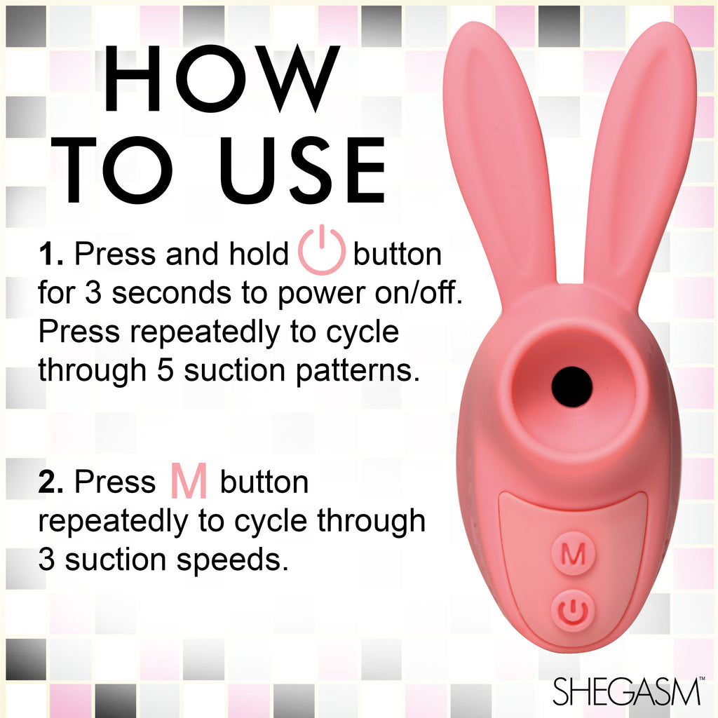 Shegasm Sucky Bunny Clit Stimulator - Pink Pink
