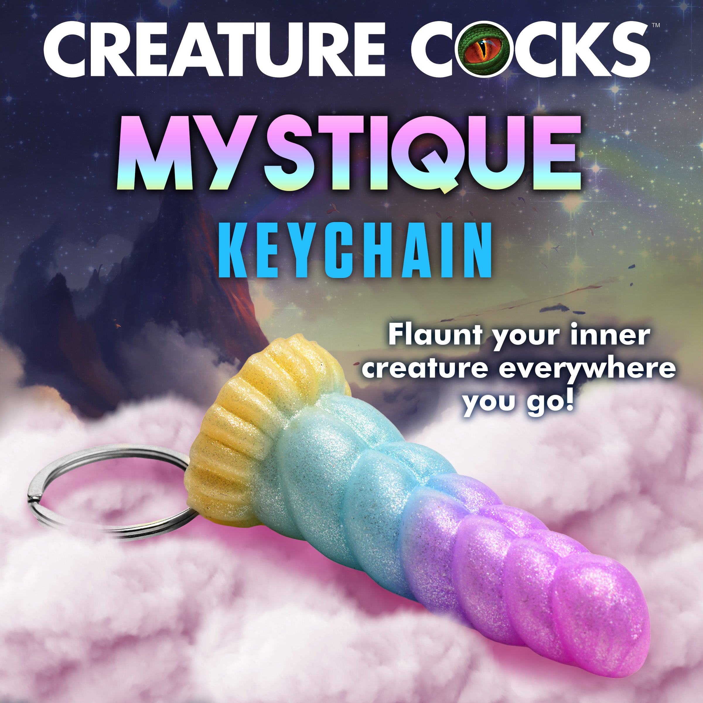 Creature Cocks Mystique Unicorn Mini Dildo Key Chain Multi