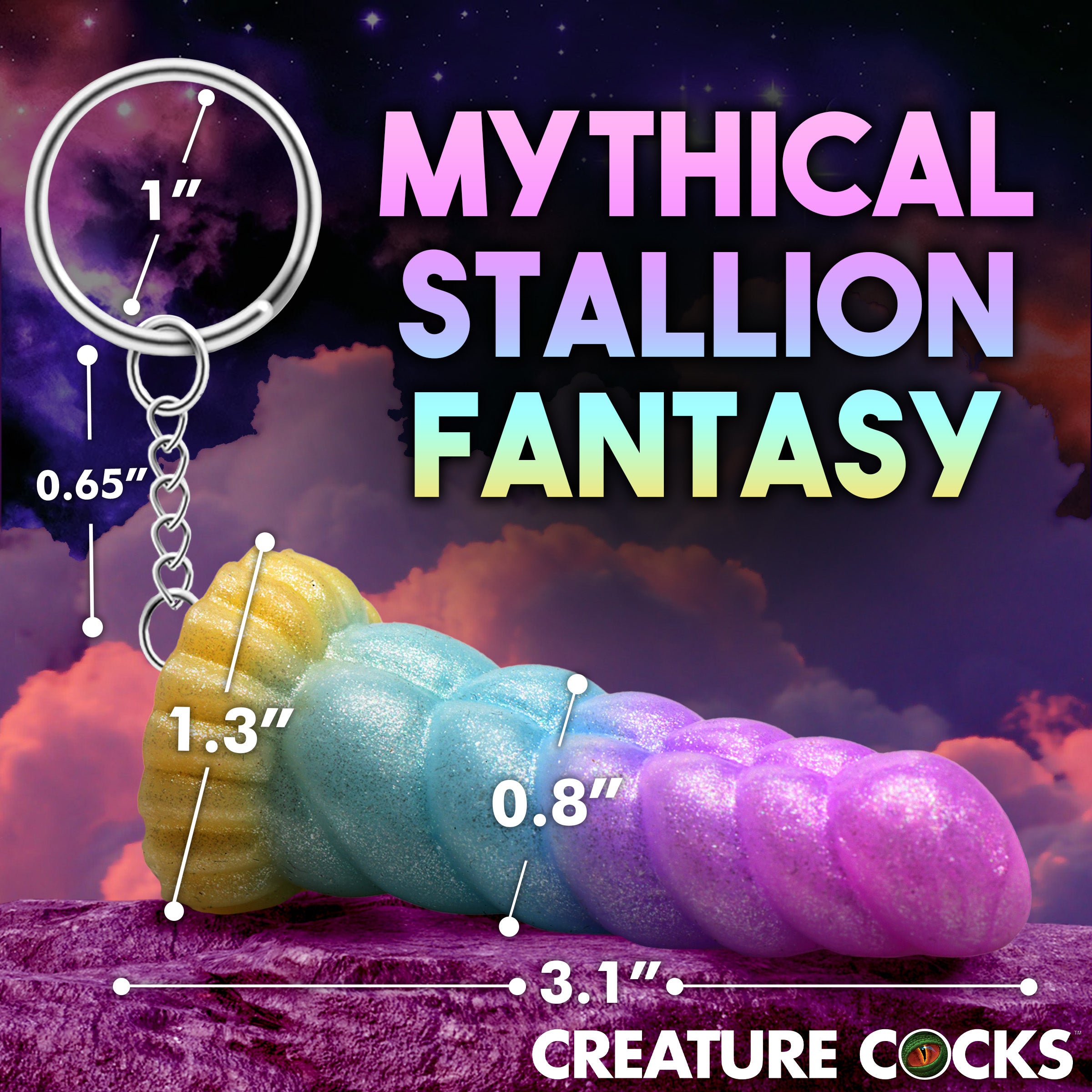 Creature Cocks Mystique Unicorn Mini Dildo Key Chain Multi