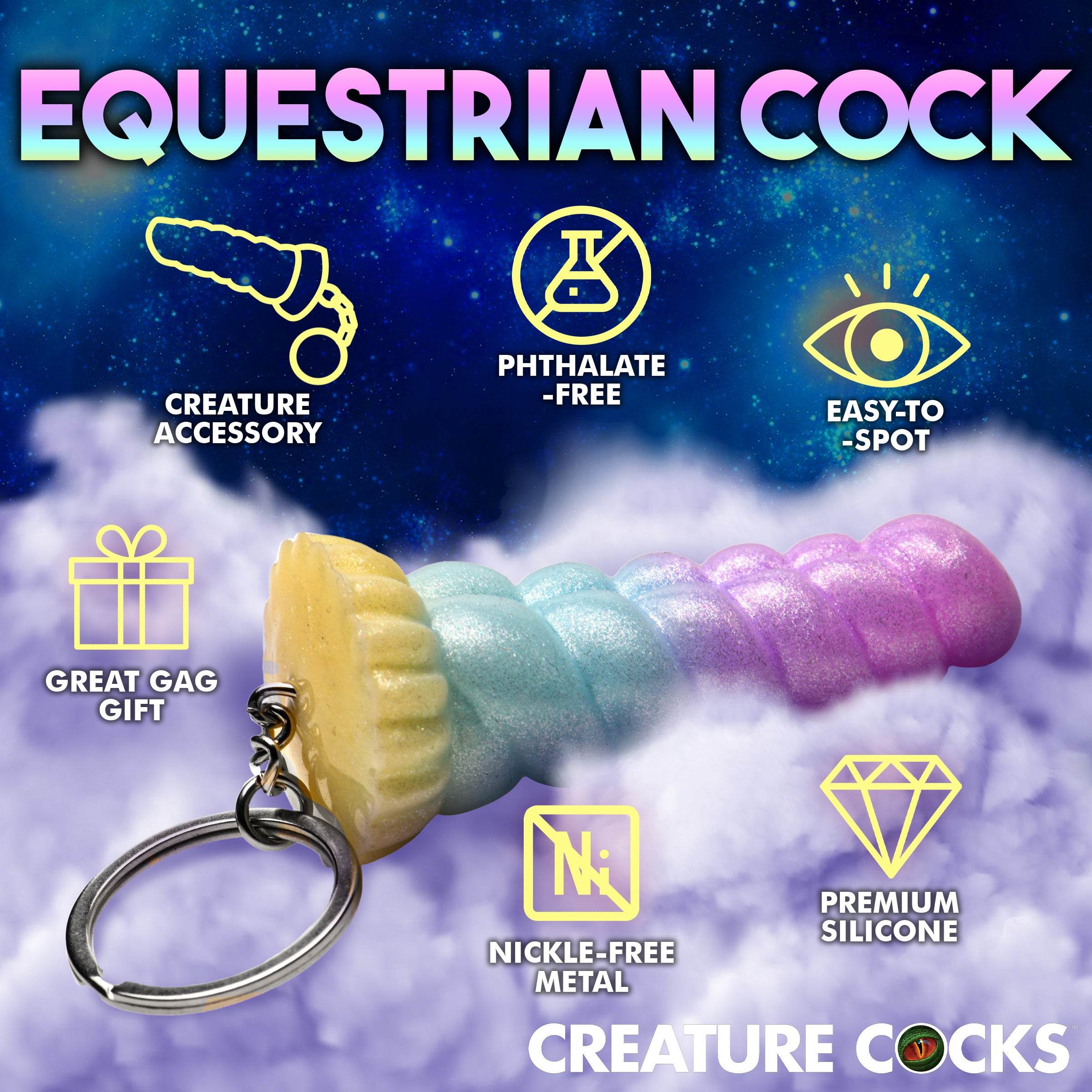 Creature Cocks Mystique Unicorn Mini Dildo Key Chain Multi