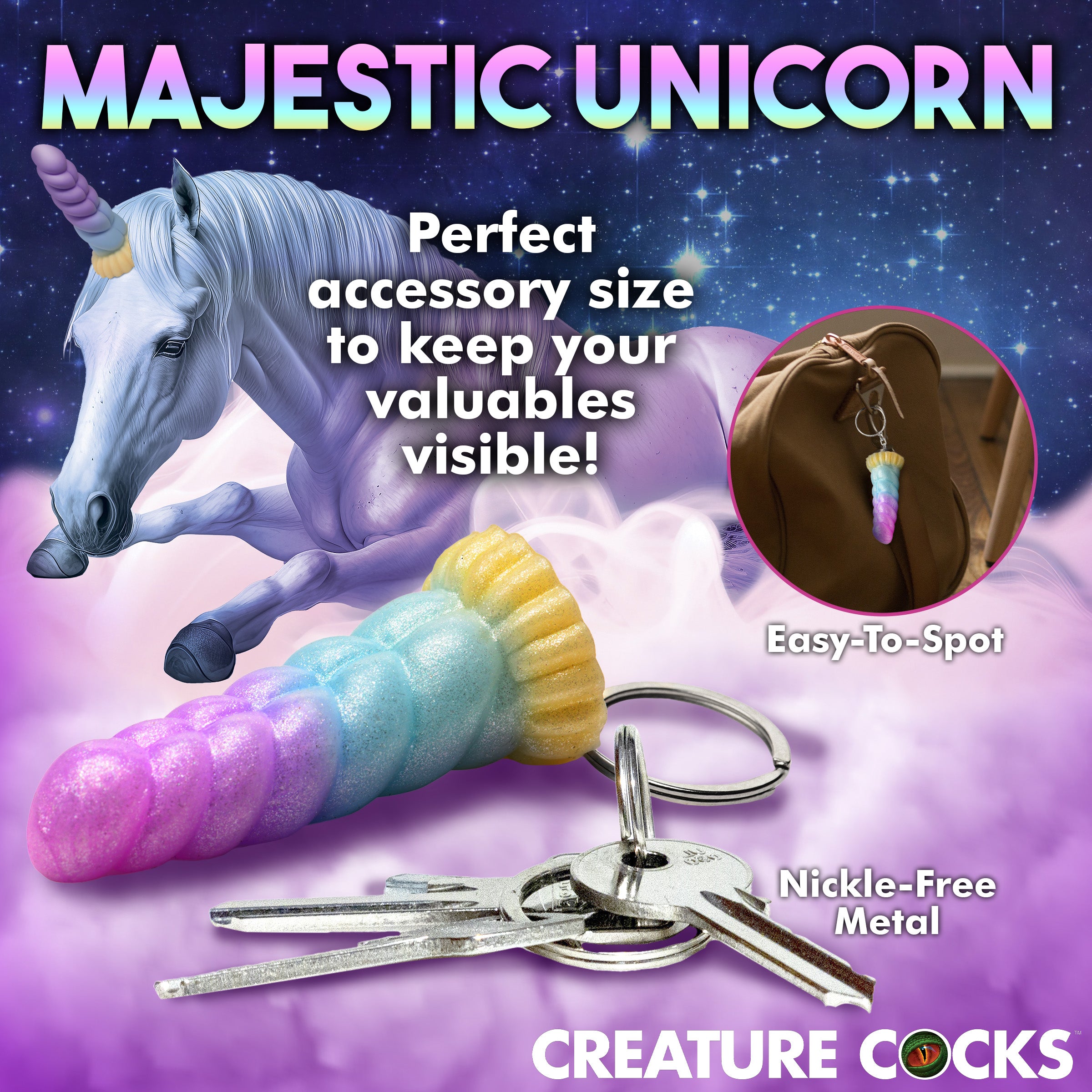Creature Cocks Mystique Unicorn Mini Dildo Key Chain Multi