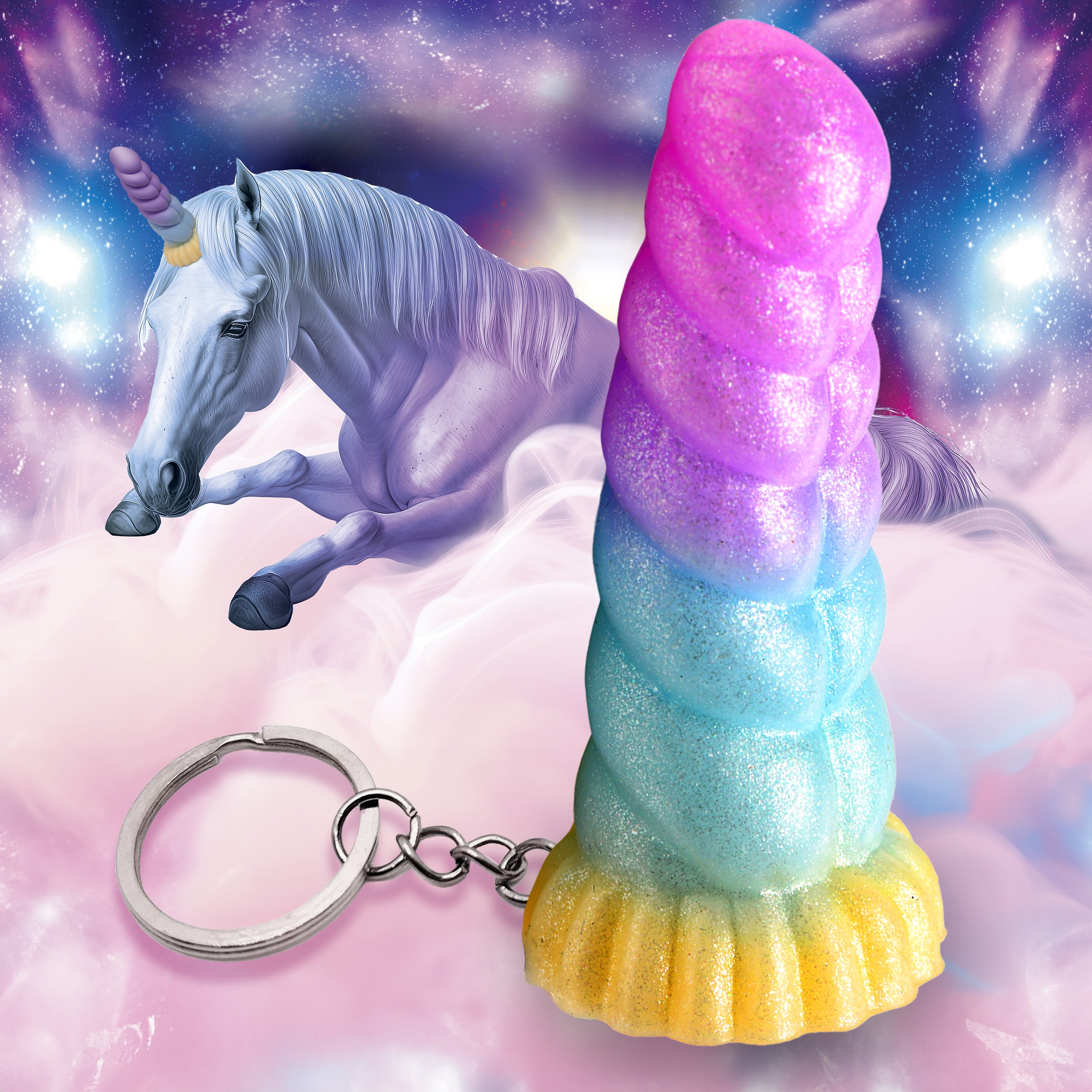 Creature Cocks Mystique Unicorn Mini Dildo Key Chain Multi