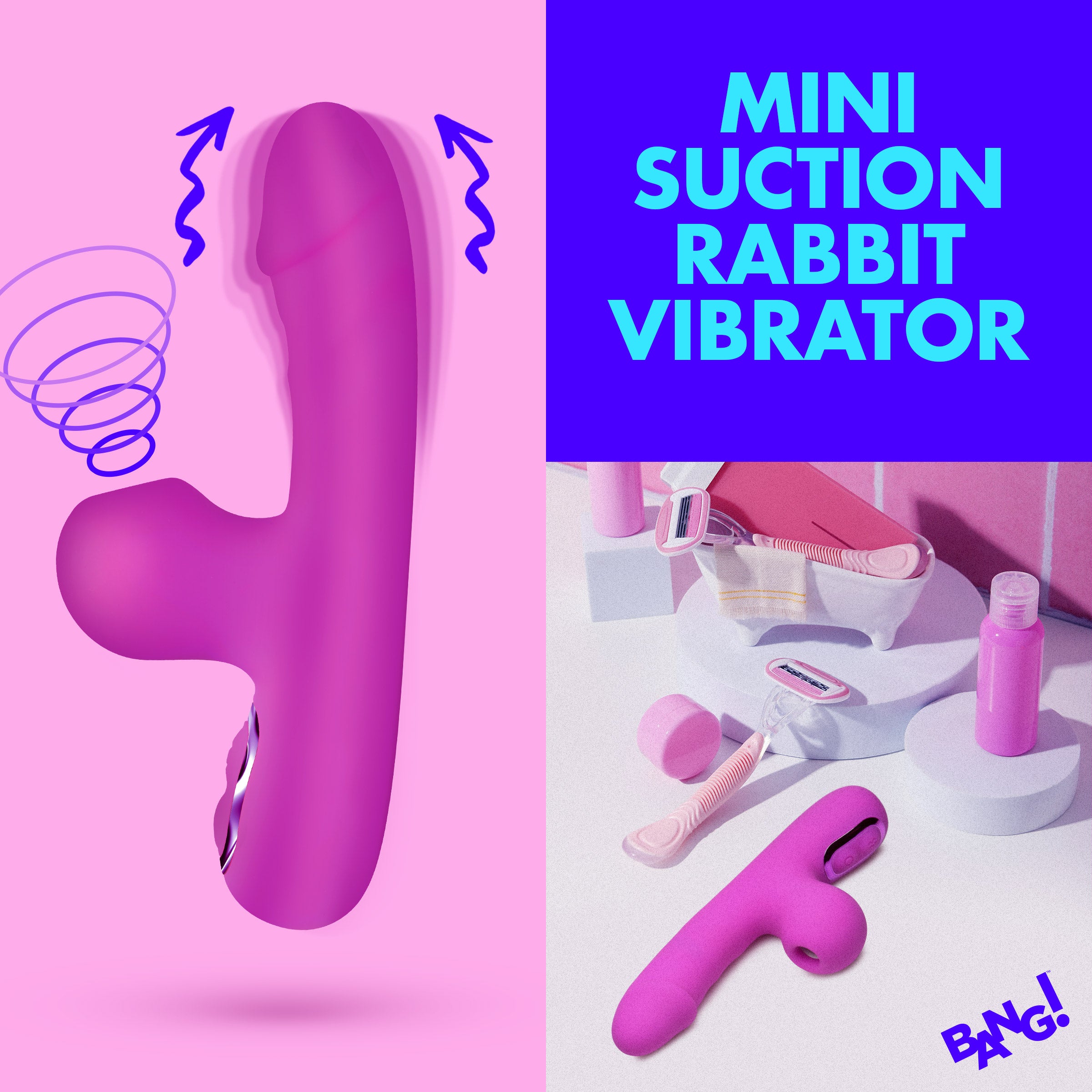 Bang! Mini Suction Silicone Rabbit Vibrator Purple