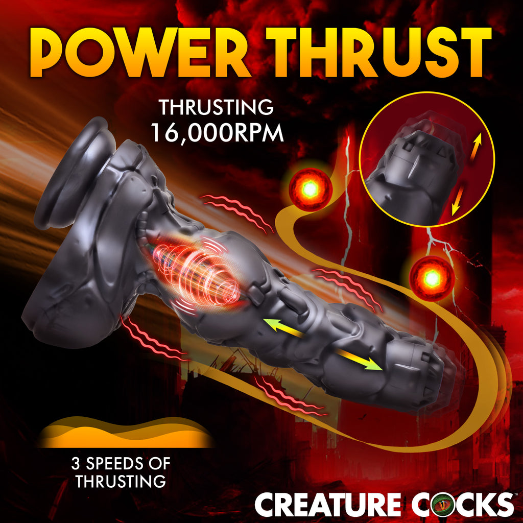 Creature Cocks Cyborg Cock Thrusting and Vibrating Silicone Dildo Grey