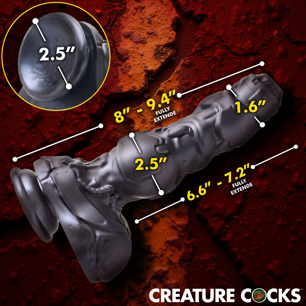 Creature Cocks Cyborg Cock Thrusting and Vibrating Silicone Dildo Grey