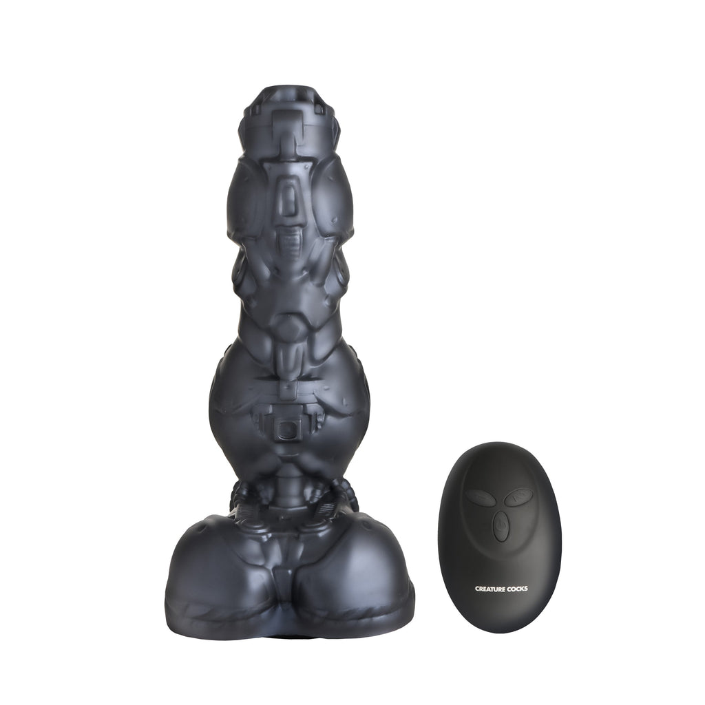 Creature Cocks Cyborg Cock Thrusting and Vibrating Silicone Dildo Grey