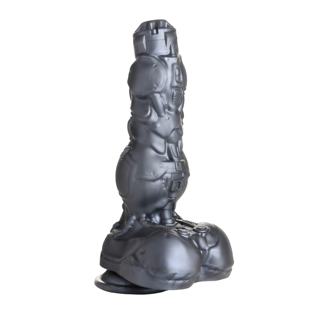 Creature Cocks Cyborg Cock Thrusting and Vibrating Silicone Dildo Grey