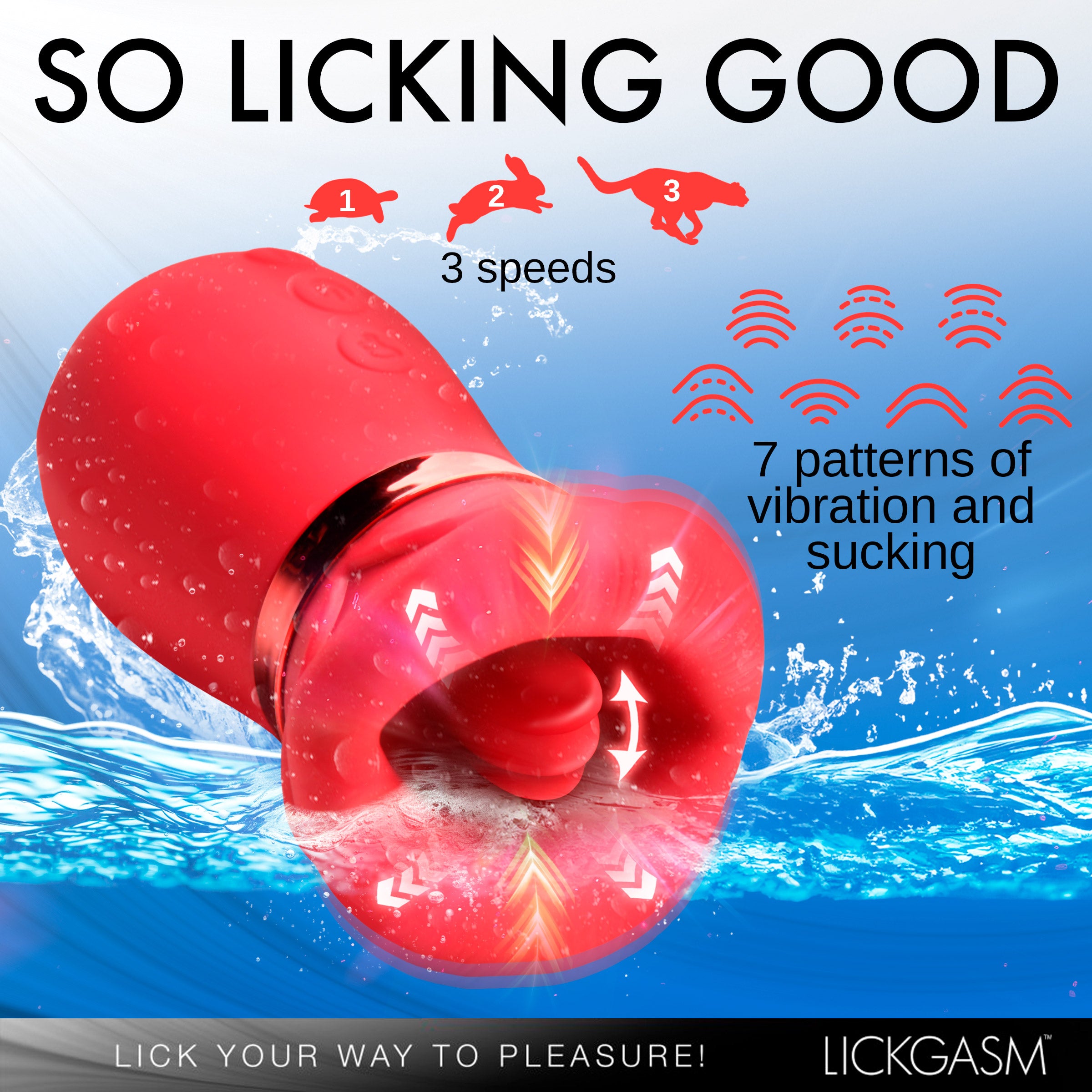Lickgasm Kiss Me More Kissing, Sucking and Vibrating Clitoral Stimulator Red