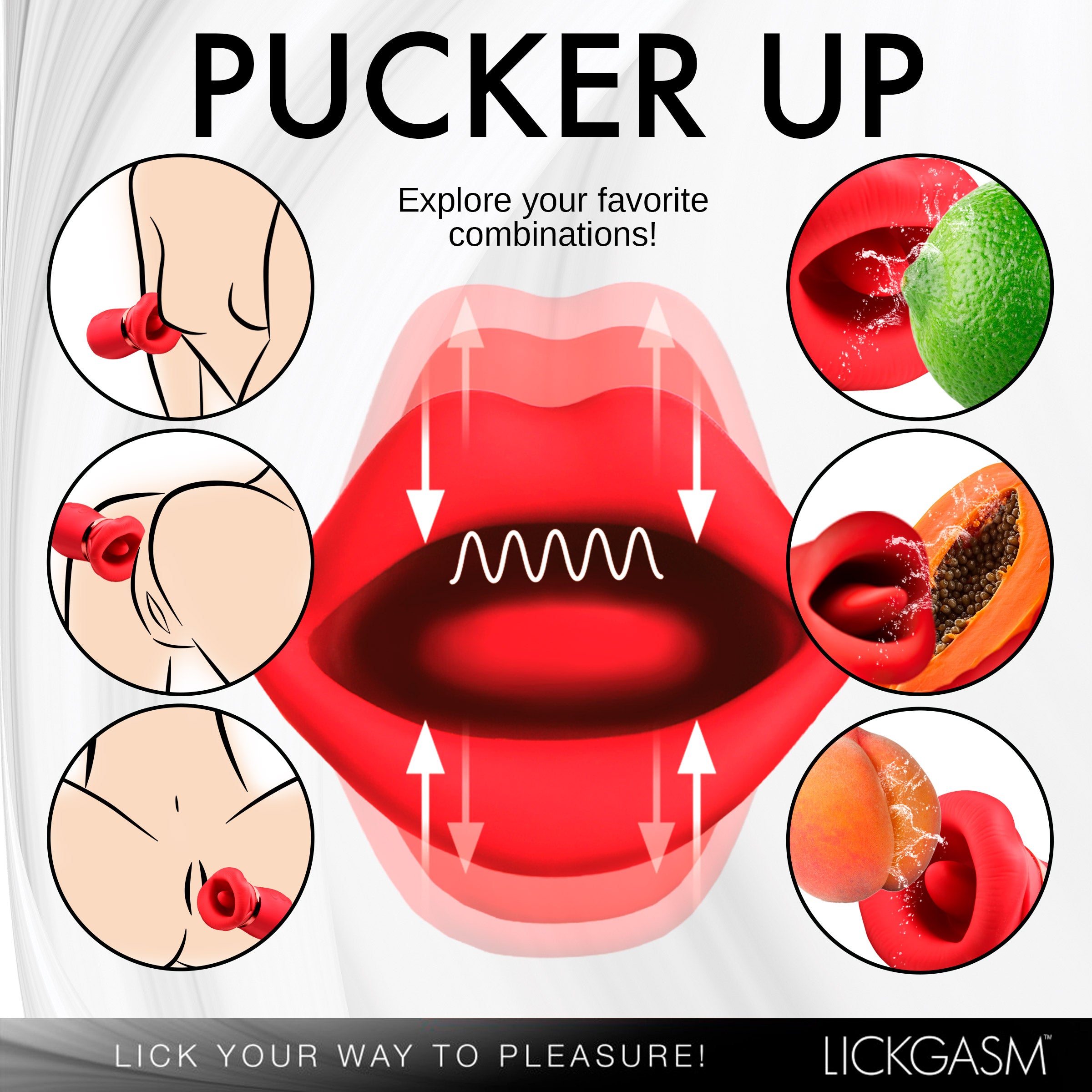 Lickgasm Kiss Me More Kissing, Sucking and Vibrating Clitoral Stimulator Red