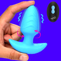 Bang! Rotating and Vibrating Silicone Butt Plug - Blue Blue