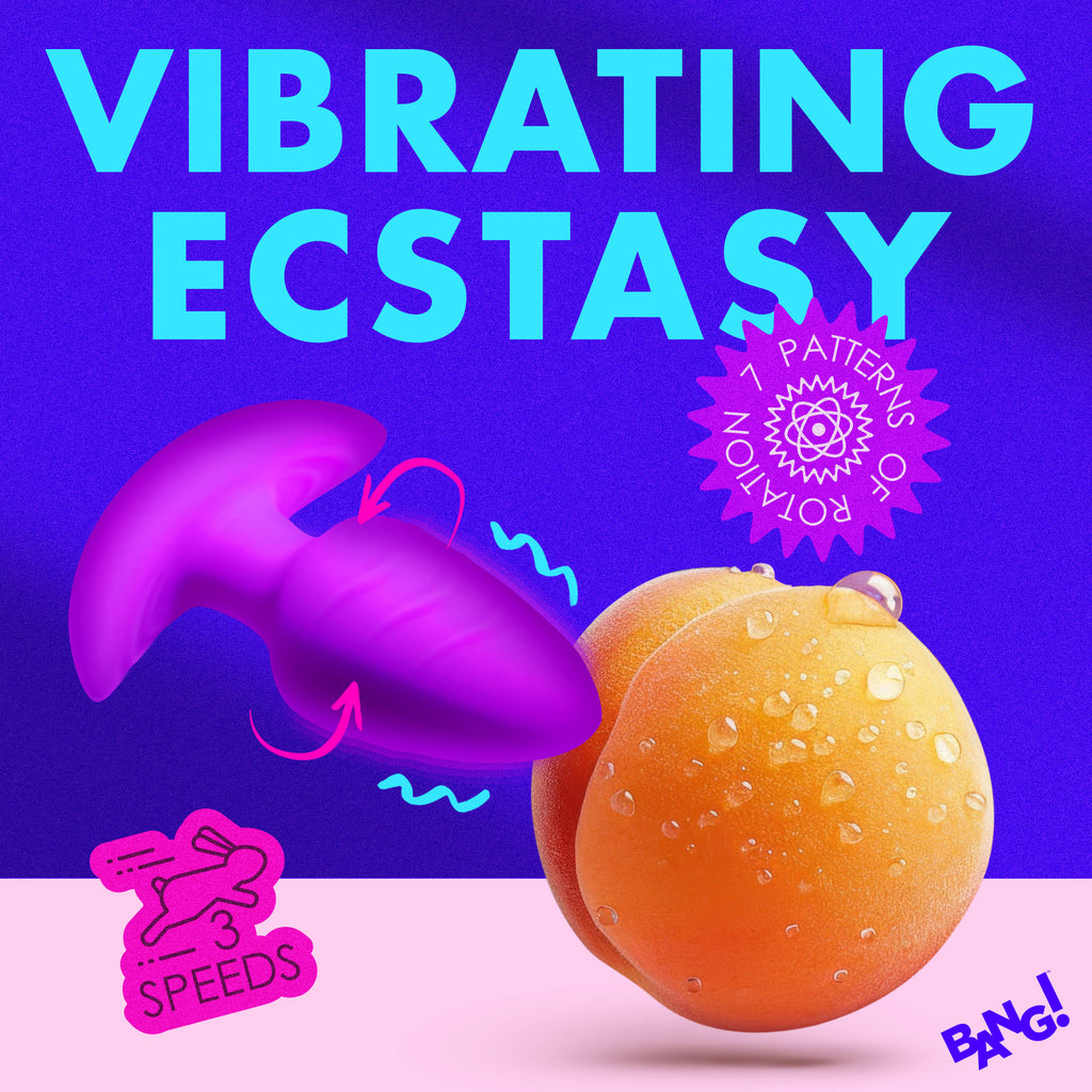 Bang! Rotating and Vibrating Silicone Butt Plug - Blue Purple
