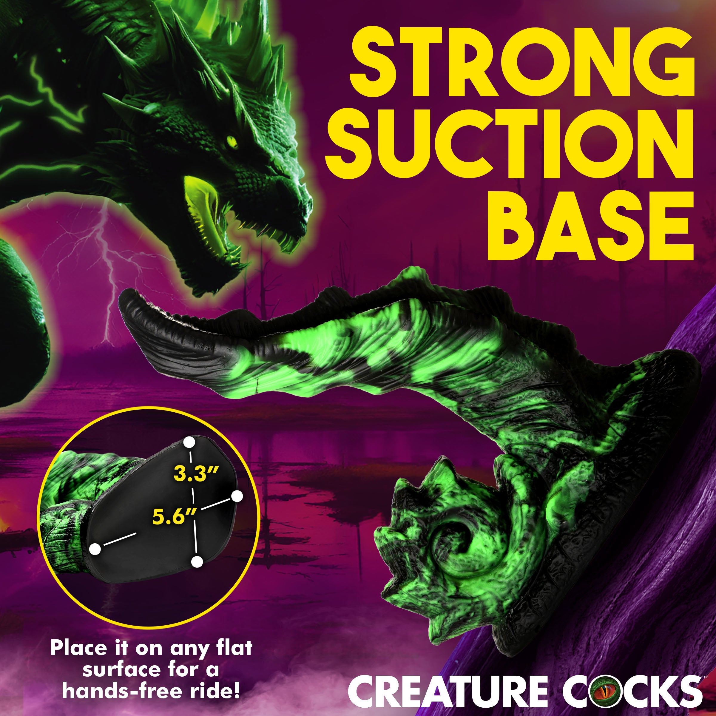 Creature Cocks Glowzilla Glow-In-The-Dark Silicone Dildo Green
