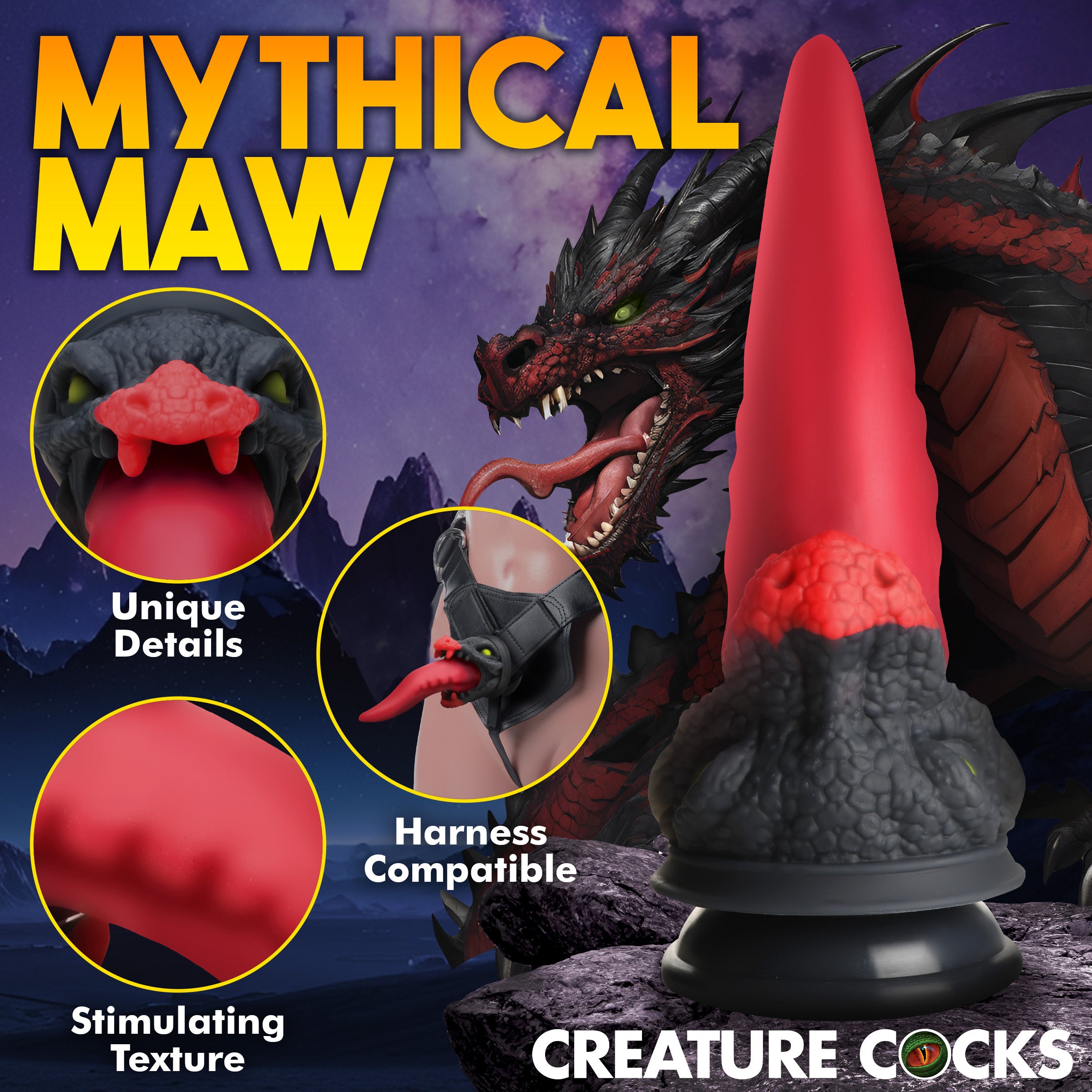 Creature Cocks Dragon Roar Silicone Dildo Multi