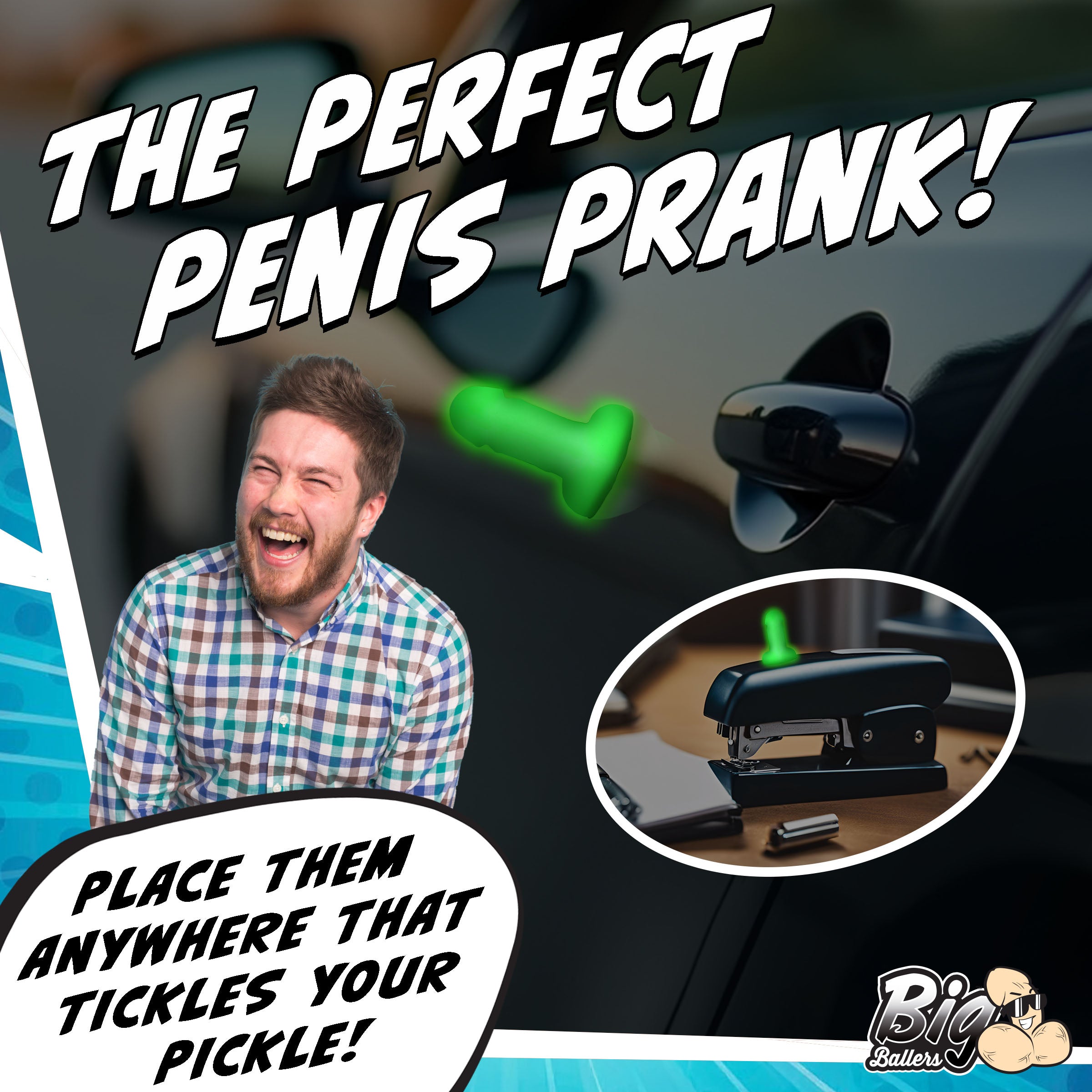 Big Ballers Glow-In-The-Dark Magnetic Snap-on Peckers Green