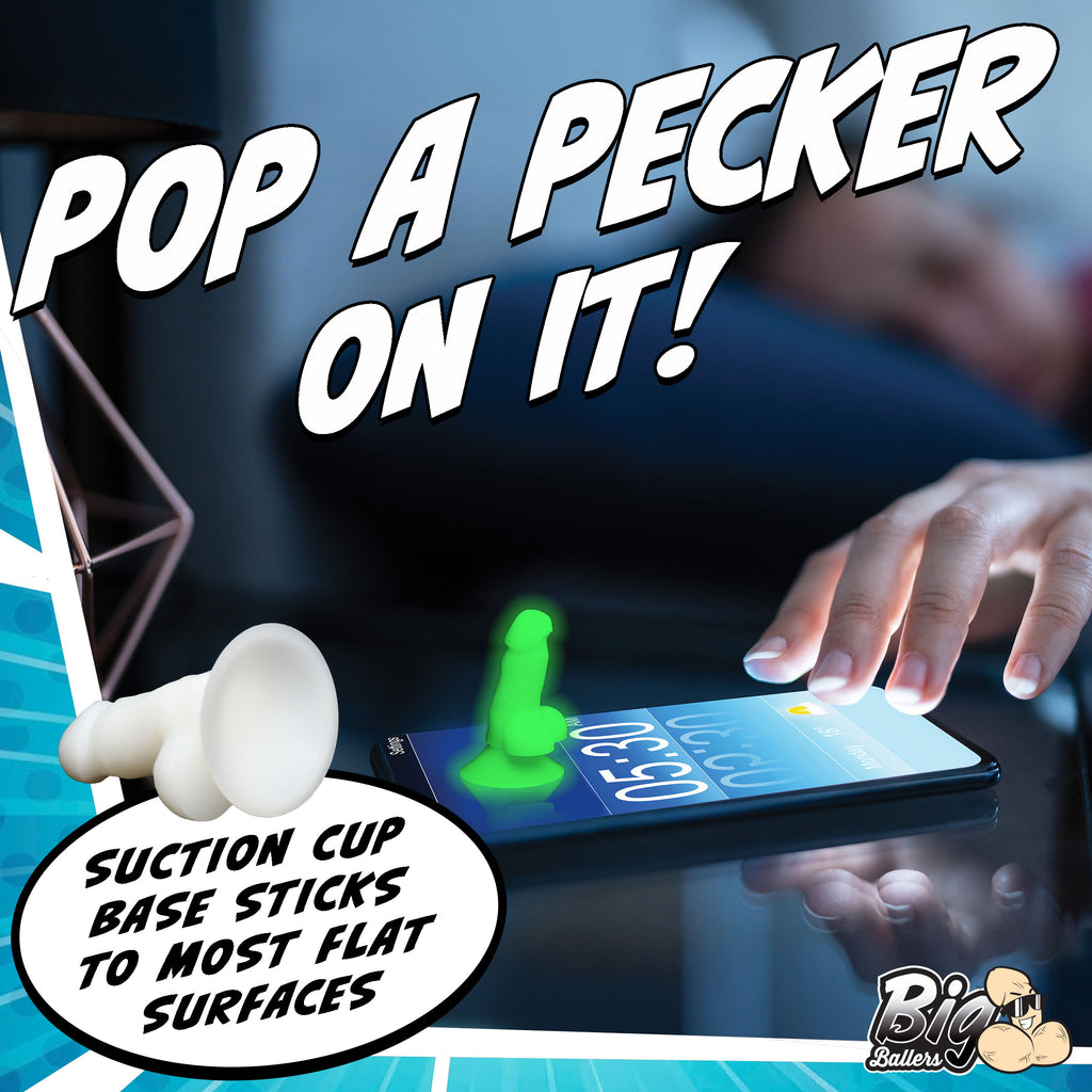 Big Ballers Glow-In-The-Dark Suction Snap-on Peckers Green