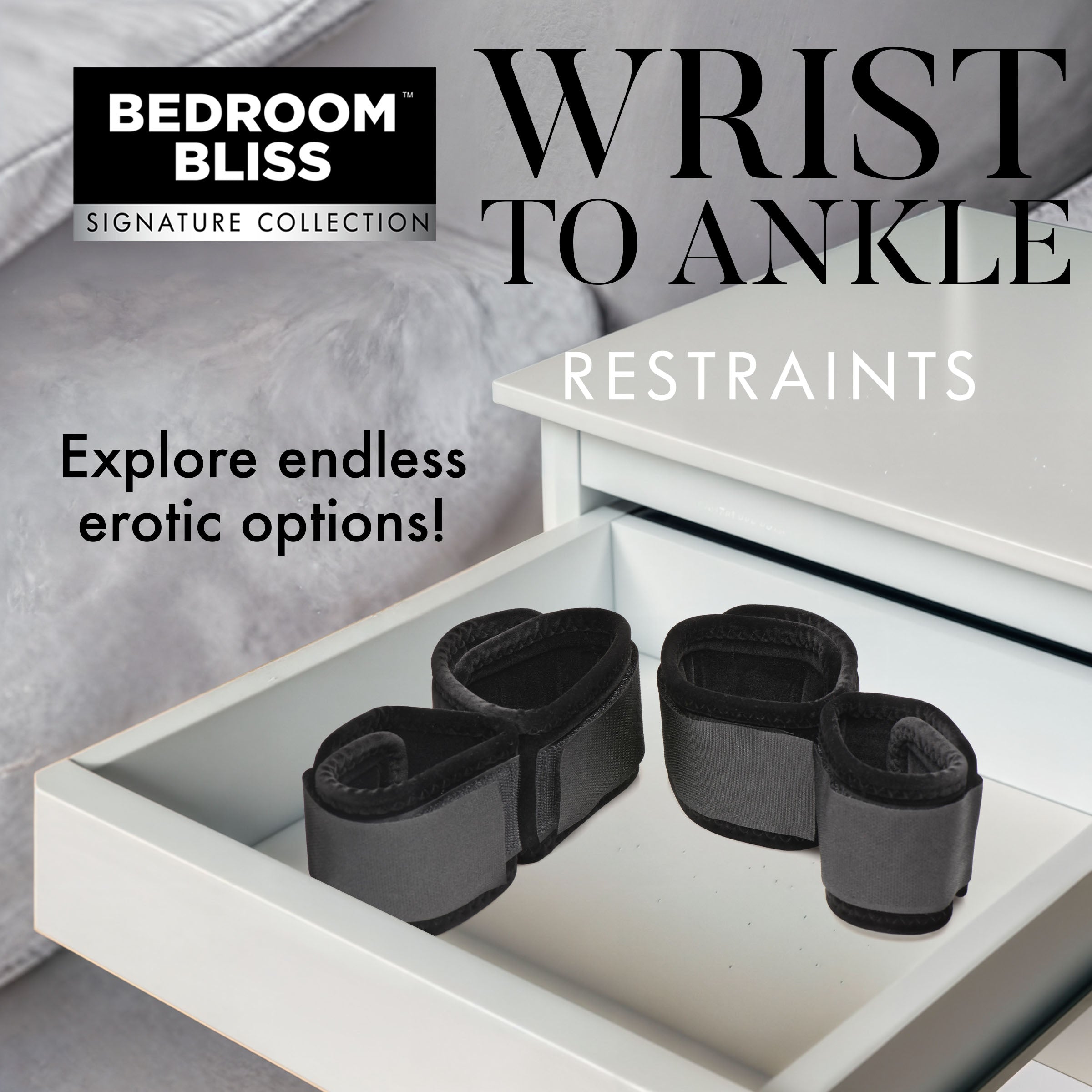 Bedroom Bliss Signature Collection Wrist to Ankle Restraints Black
