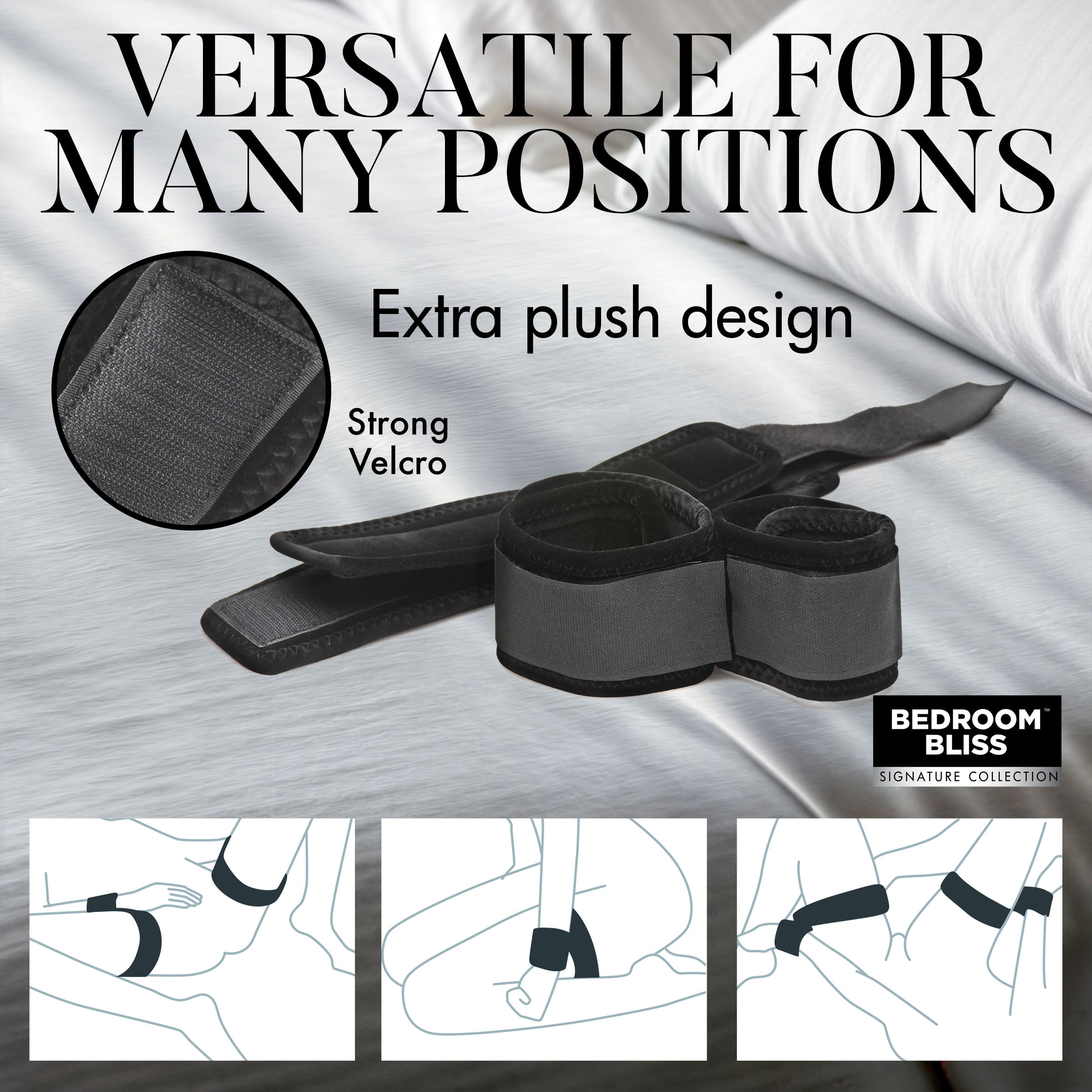 Bedroom Bliss Signature Collection Wrist to Ankle Restraints Black