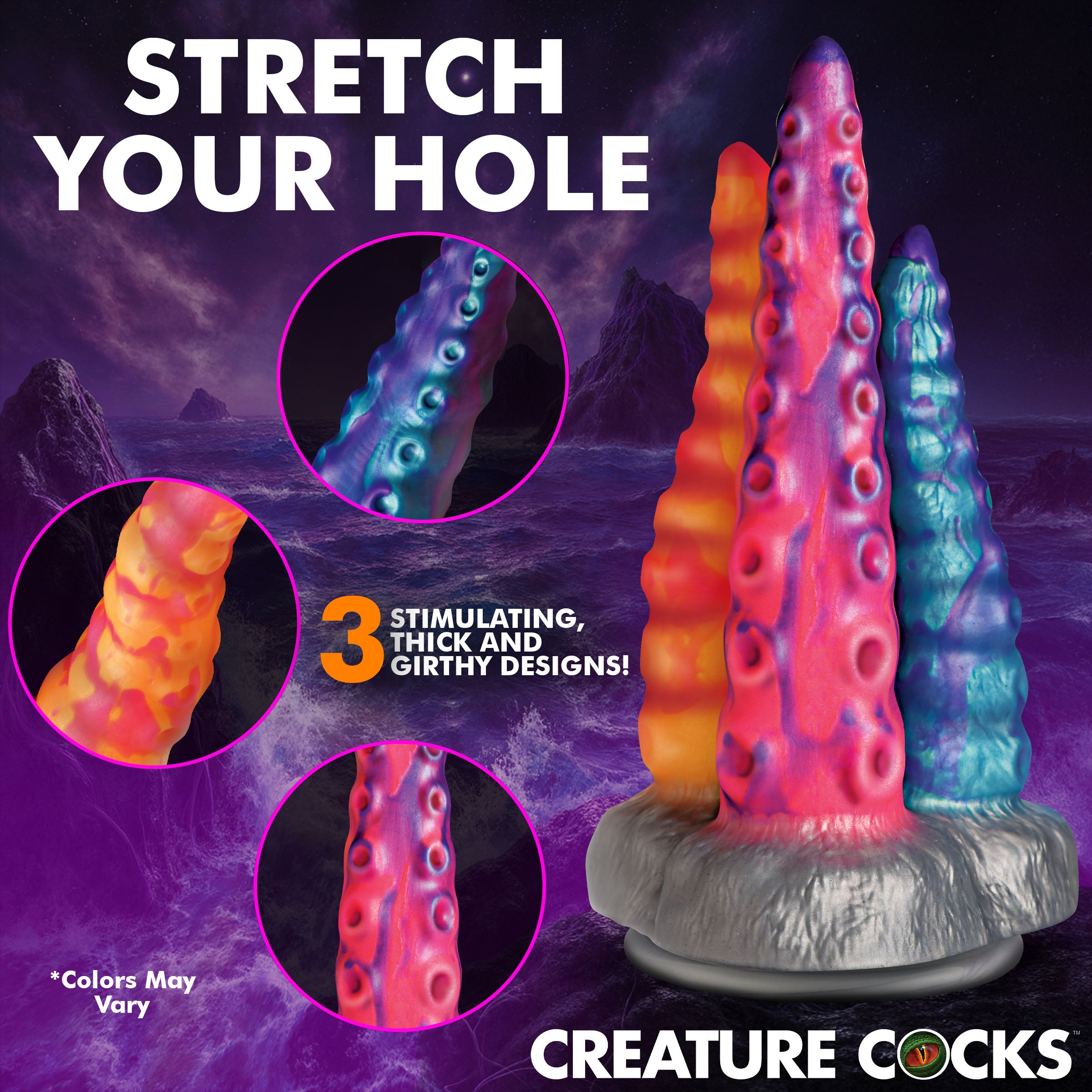 Creature Cocks Tenta-Trio Silicone Dildo Multi