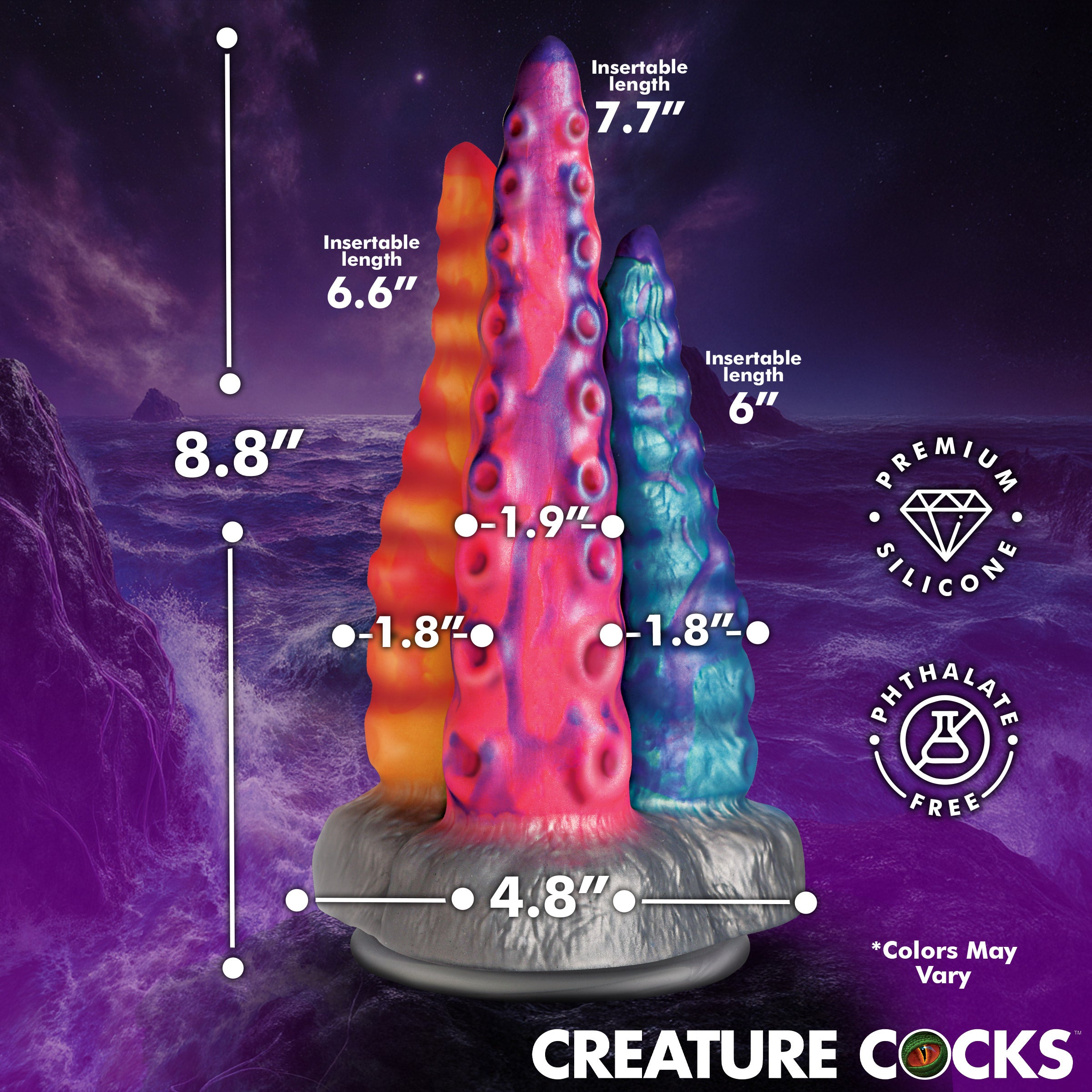 Creature Cocks Tenta-Trio Silicone Dildo Multi