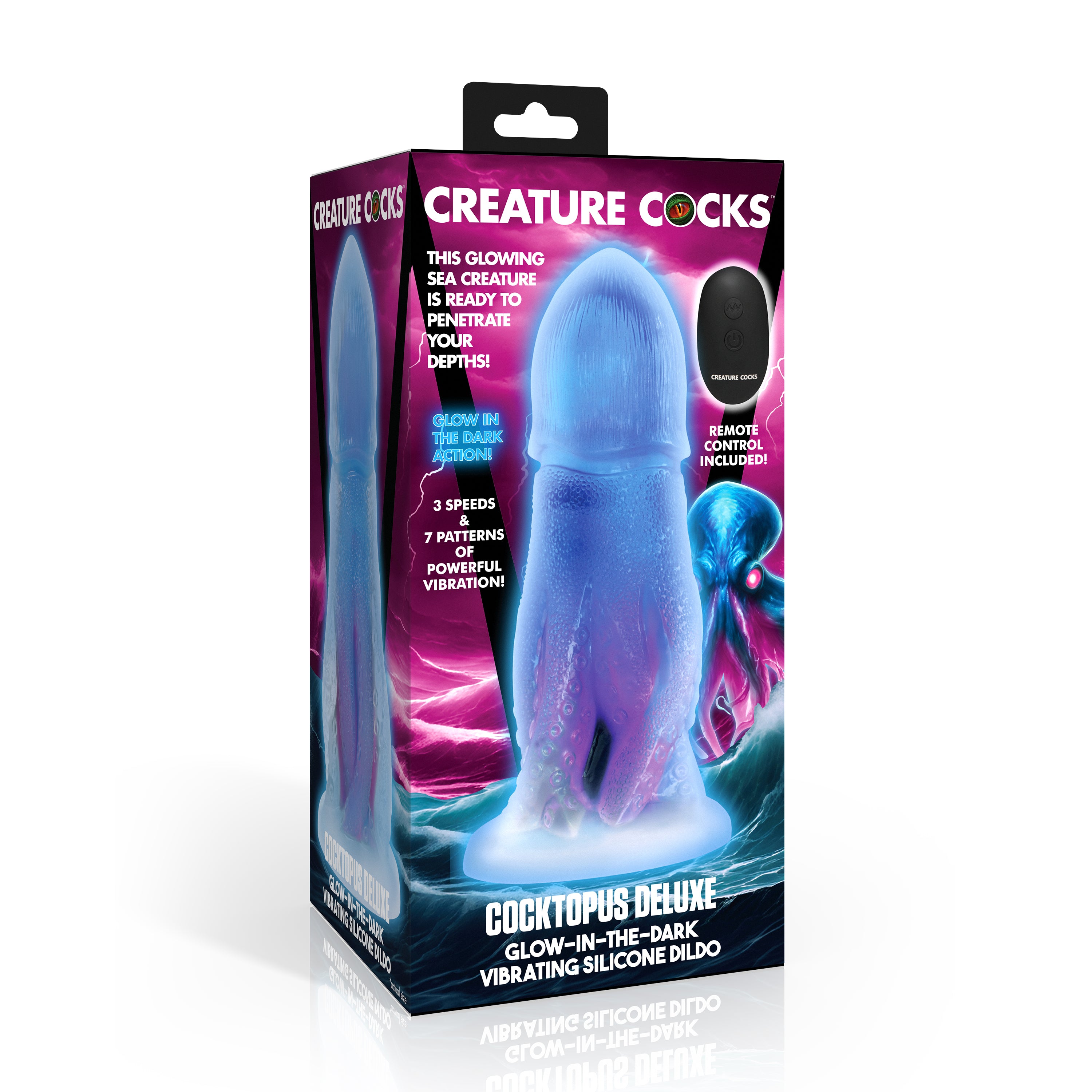Creature Cocks Cocktopus Deluxe Glow-in-the-Dark Vibrating Silicone Dildo Multi
