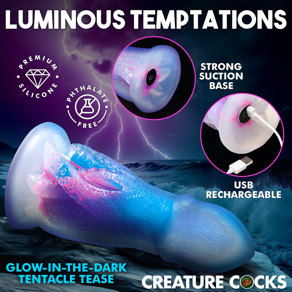 Creature Cocks Cocktopus Deluxe Glow-in-the-Dark Vibrating Silicone Dildo Multi