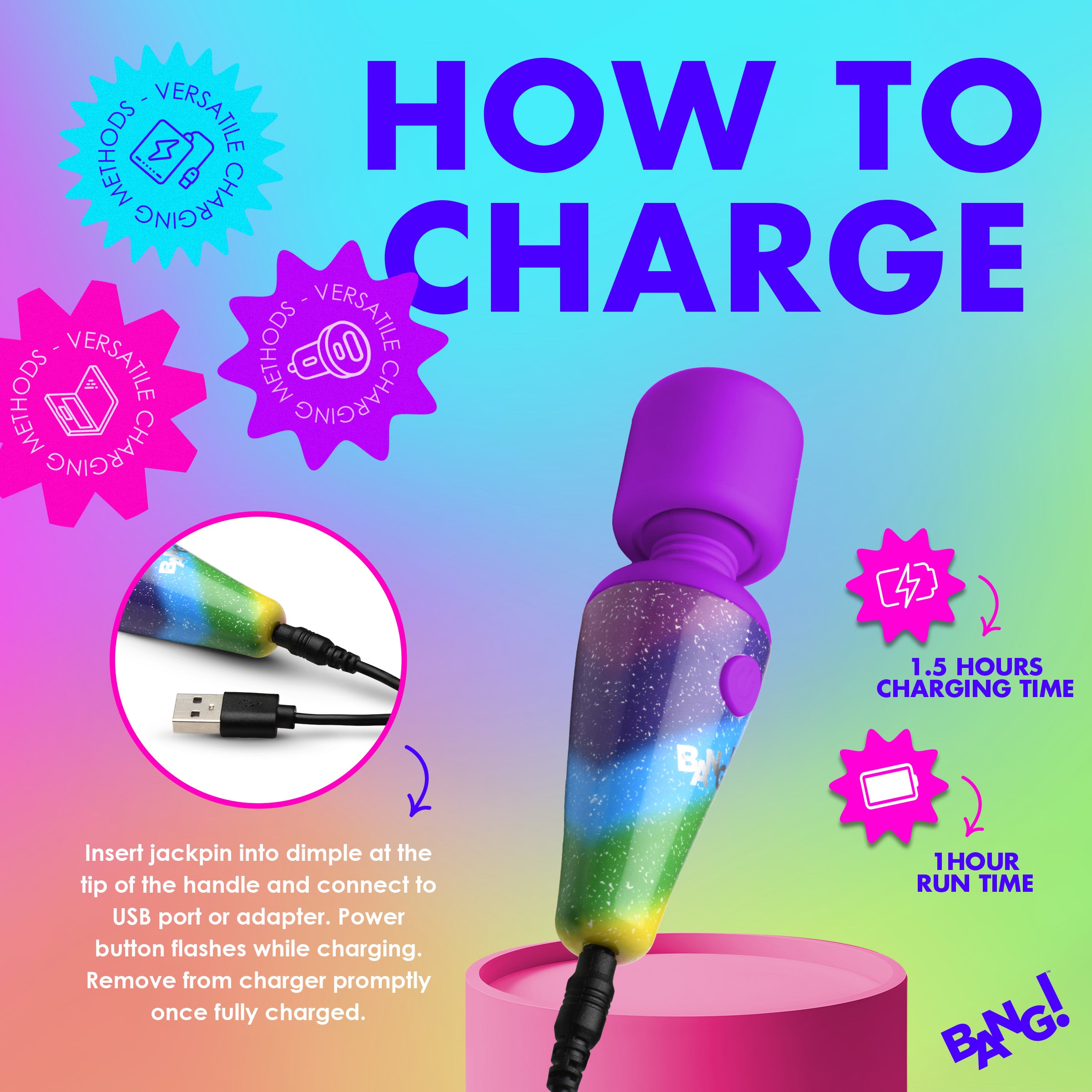 Bang! Rainbow Mini Silicone Wand Multi