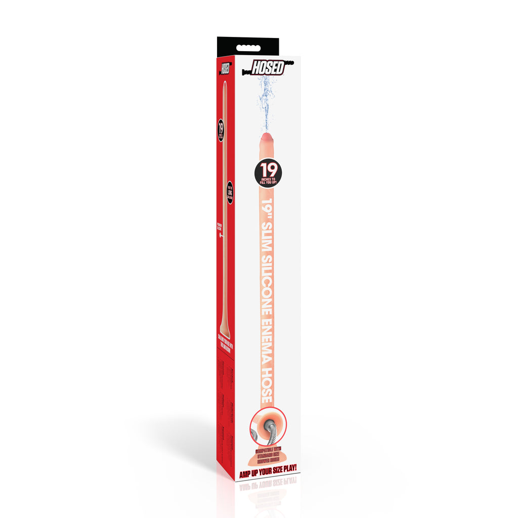 Hosed 19" Slim Silicone Enema Hose Flesh