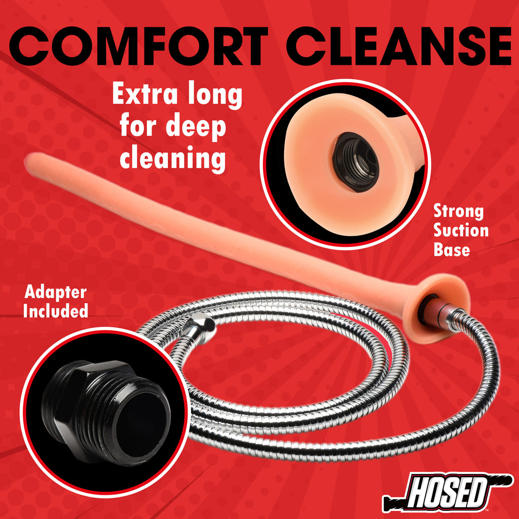 Hosed 19" Slim Silicone Enema Hose Flesh