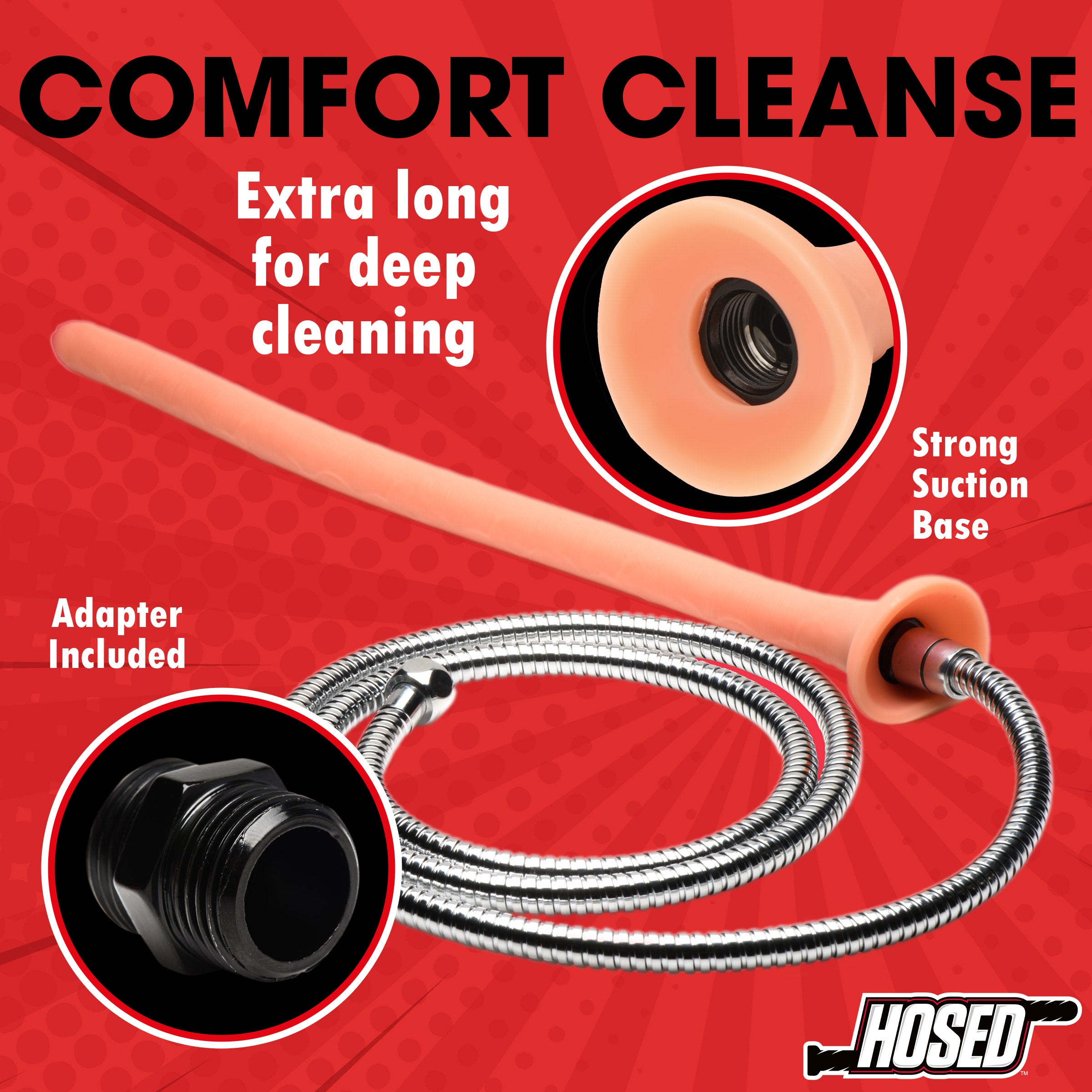 Hosed 19" Slim Silicone Enema Hose Flesh