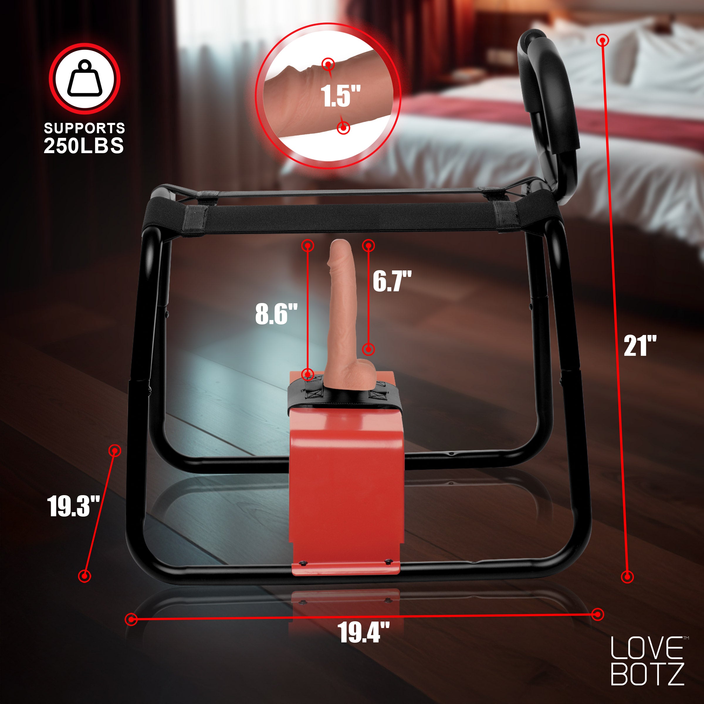 Lovebotz Bangin' Bench with Thrusting and Vibrating Dildo Black