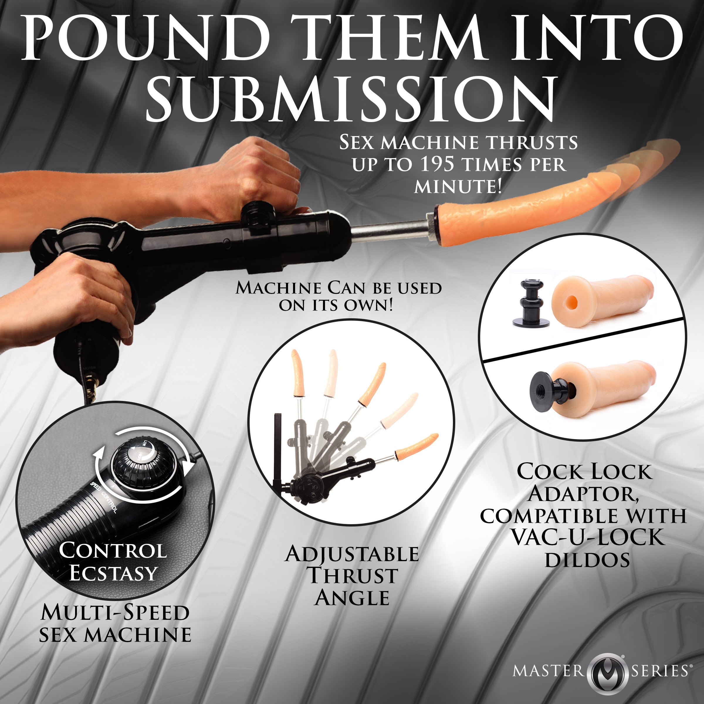 Master Series Throne Deluxe Adjustable Sling with Sex Machine Black