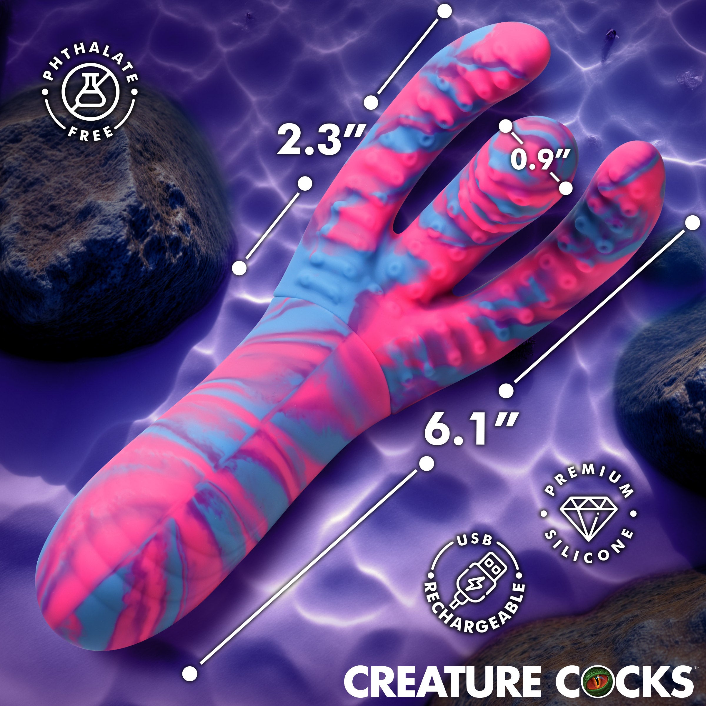 Creature Cocks Tenta-Come Come-Hither Tentacle Silicone Vibrator Multi