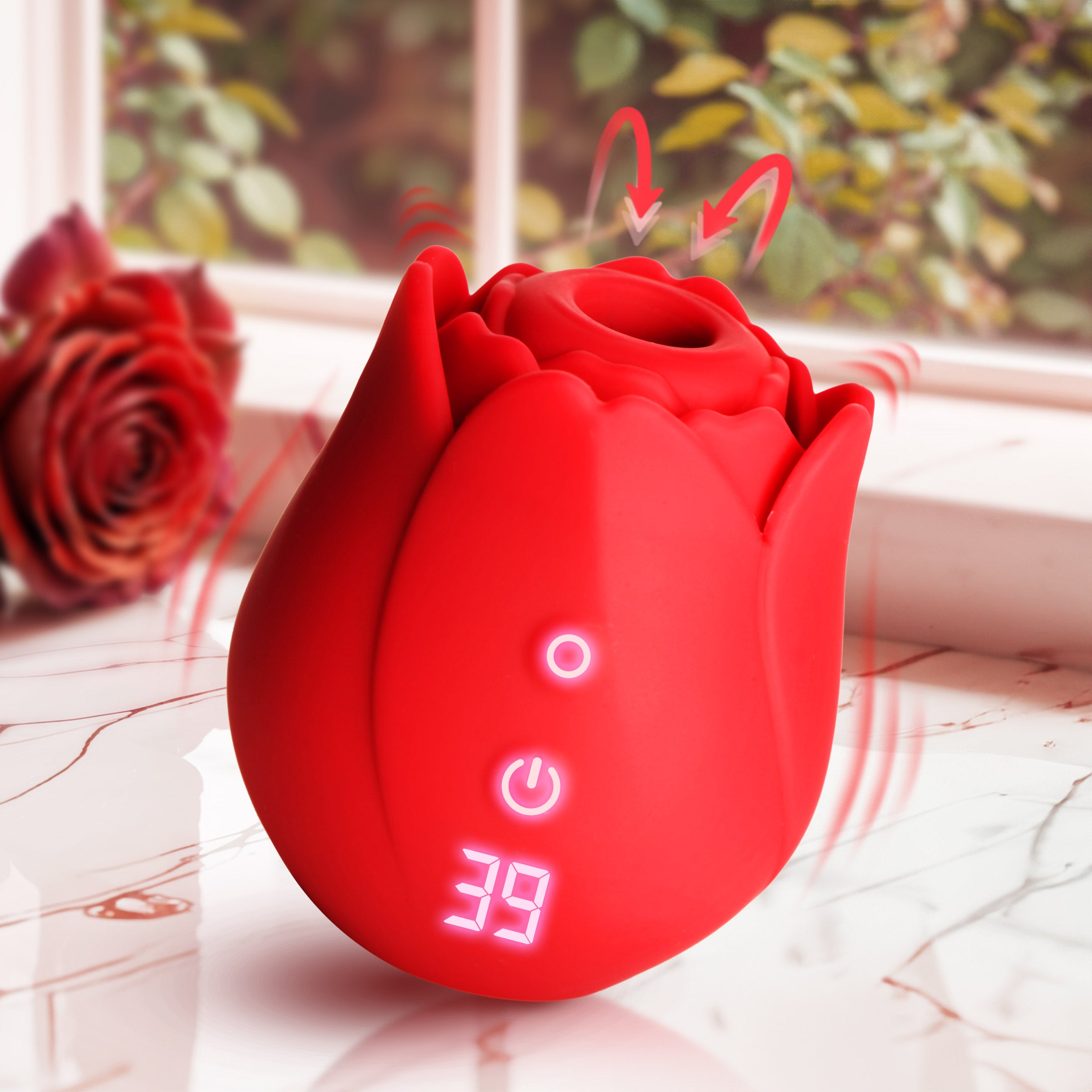 Bloomgasm Cyber Rose Sucking & Vibrating Digital Clitoral Stimulator Red
