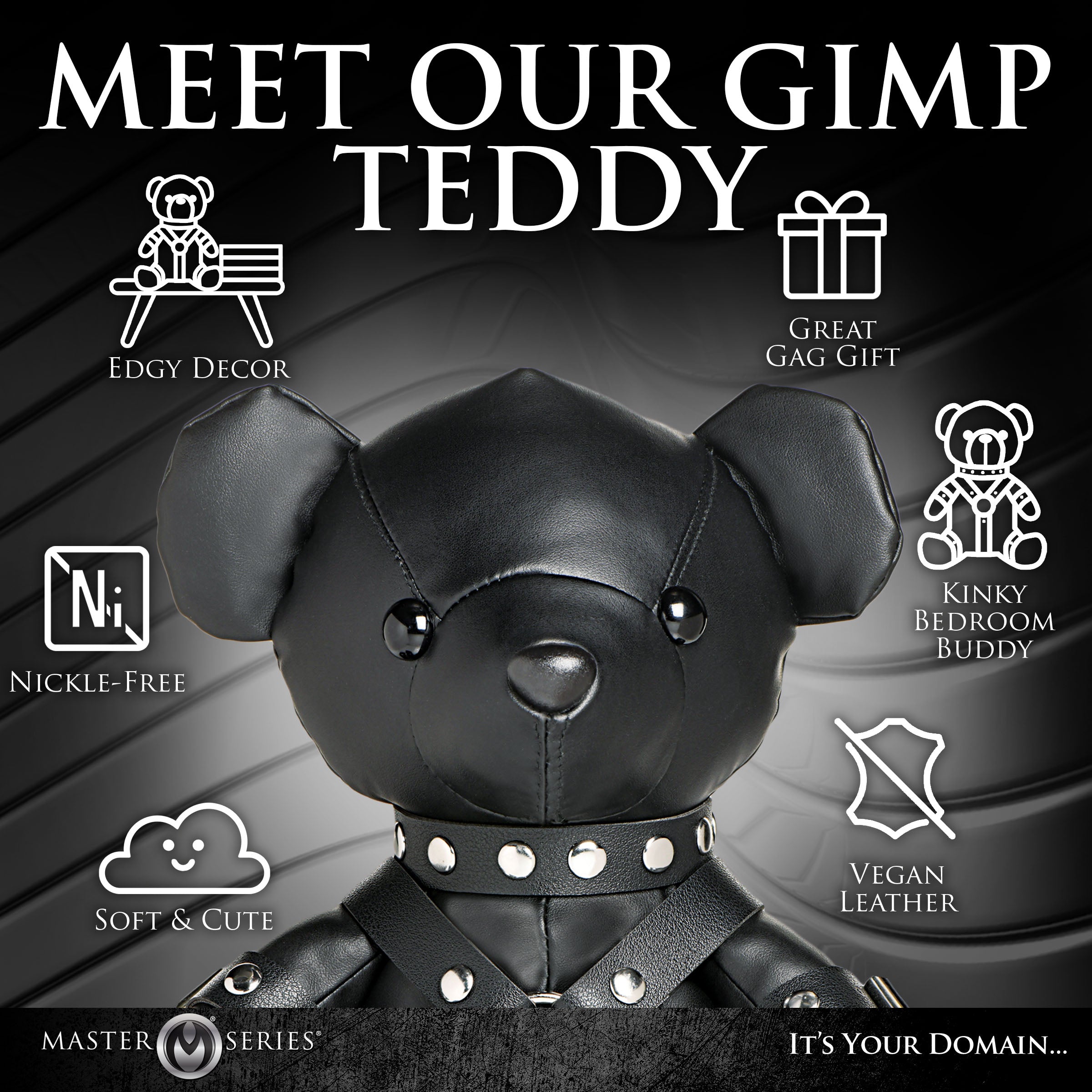 Master Series Gimp Teddy Bear - Black Black