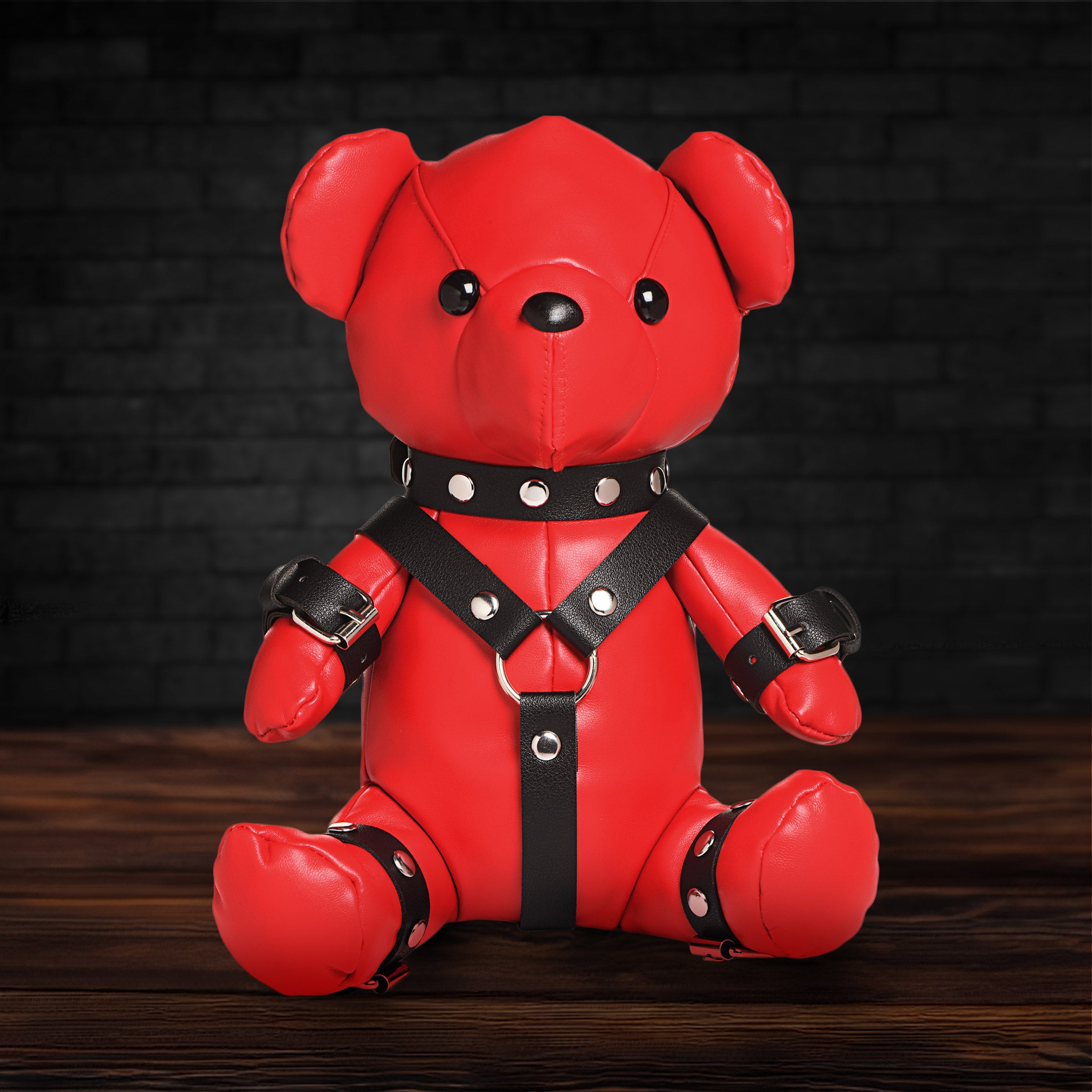 Master Series Gimp Teddy Bear - Black Red