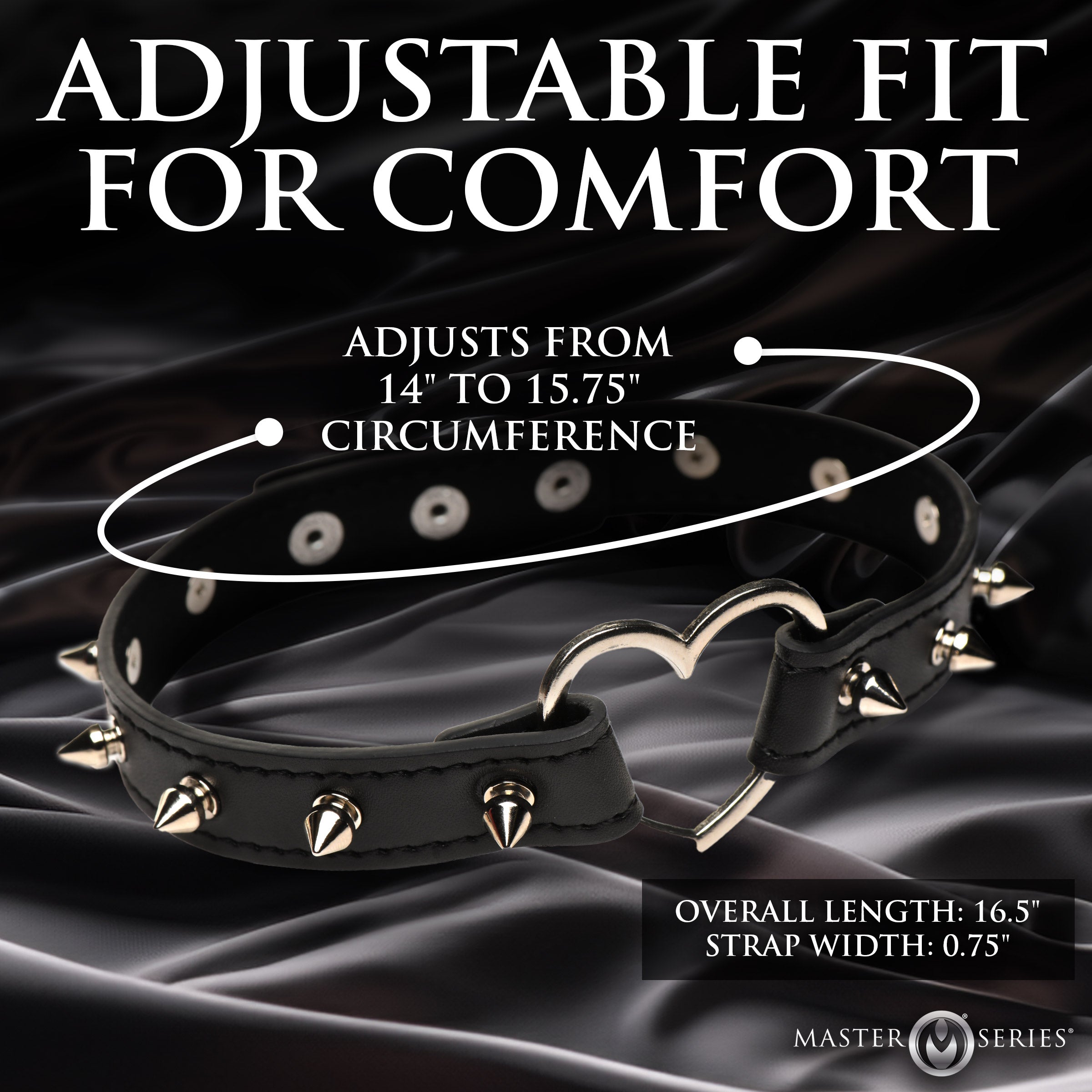 Master Series Spiked Heart Choker - Black Black