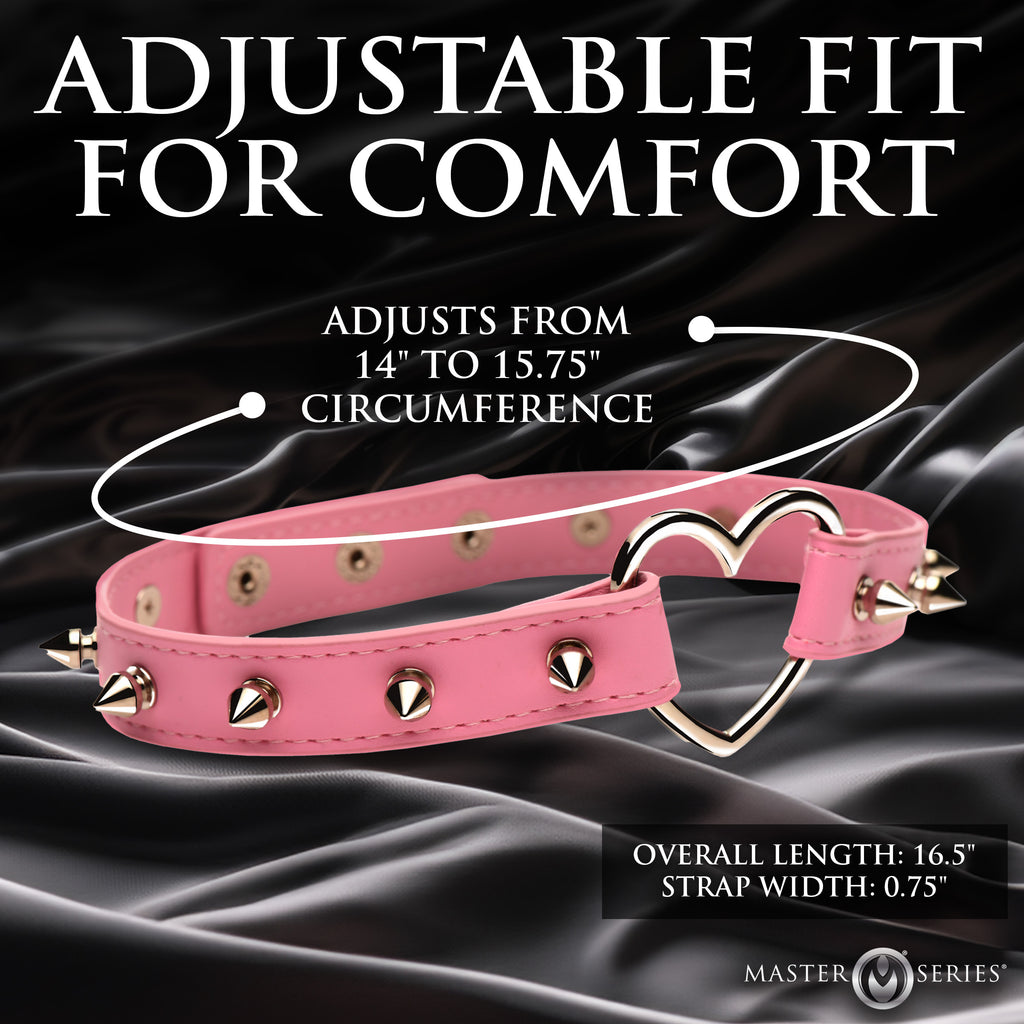 Master Series Spiked Heart Choker - Black Pink