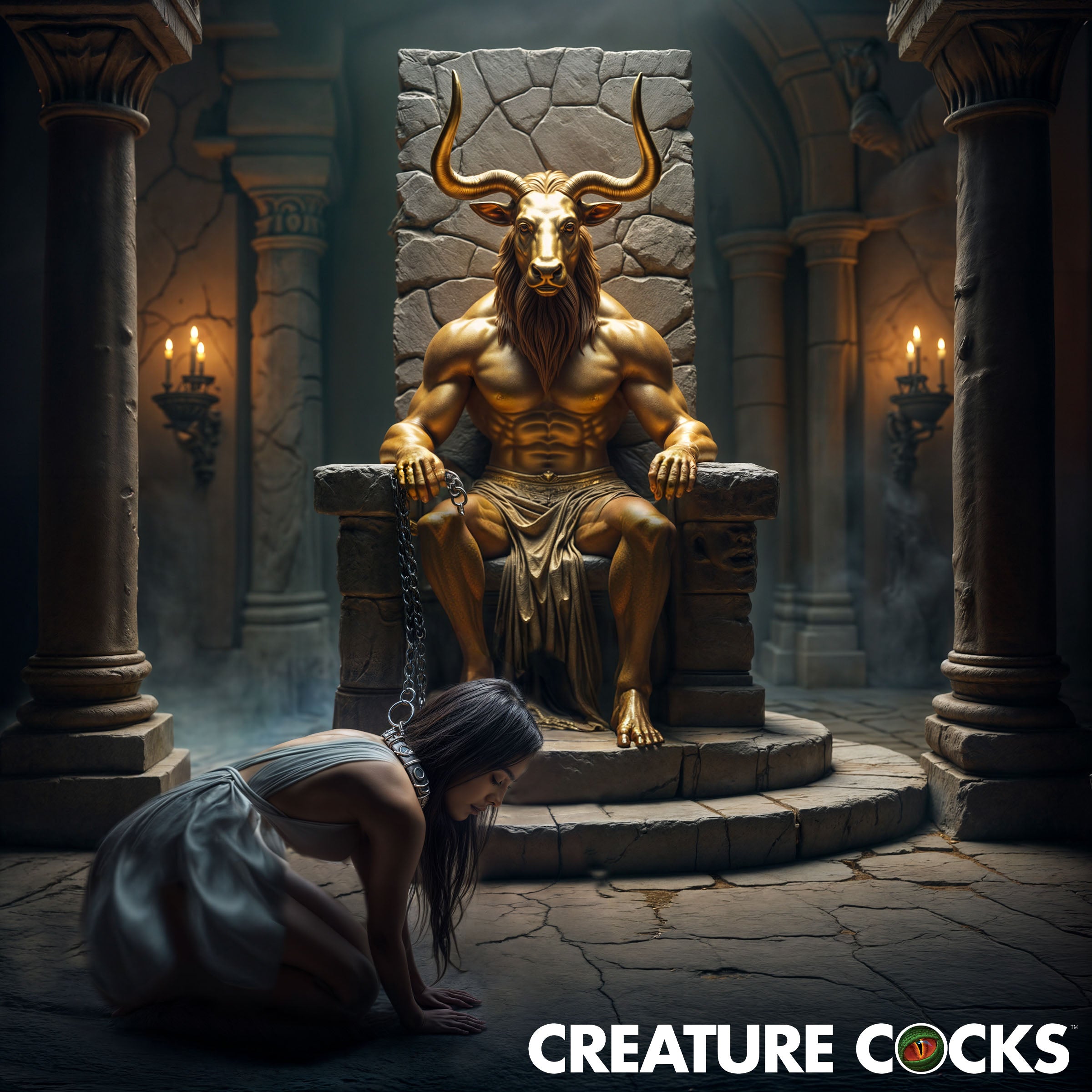 Creature Cocks King Minotaur Silicone Dildo Yellow