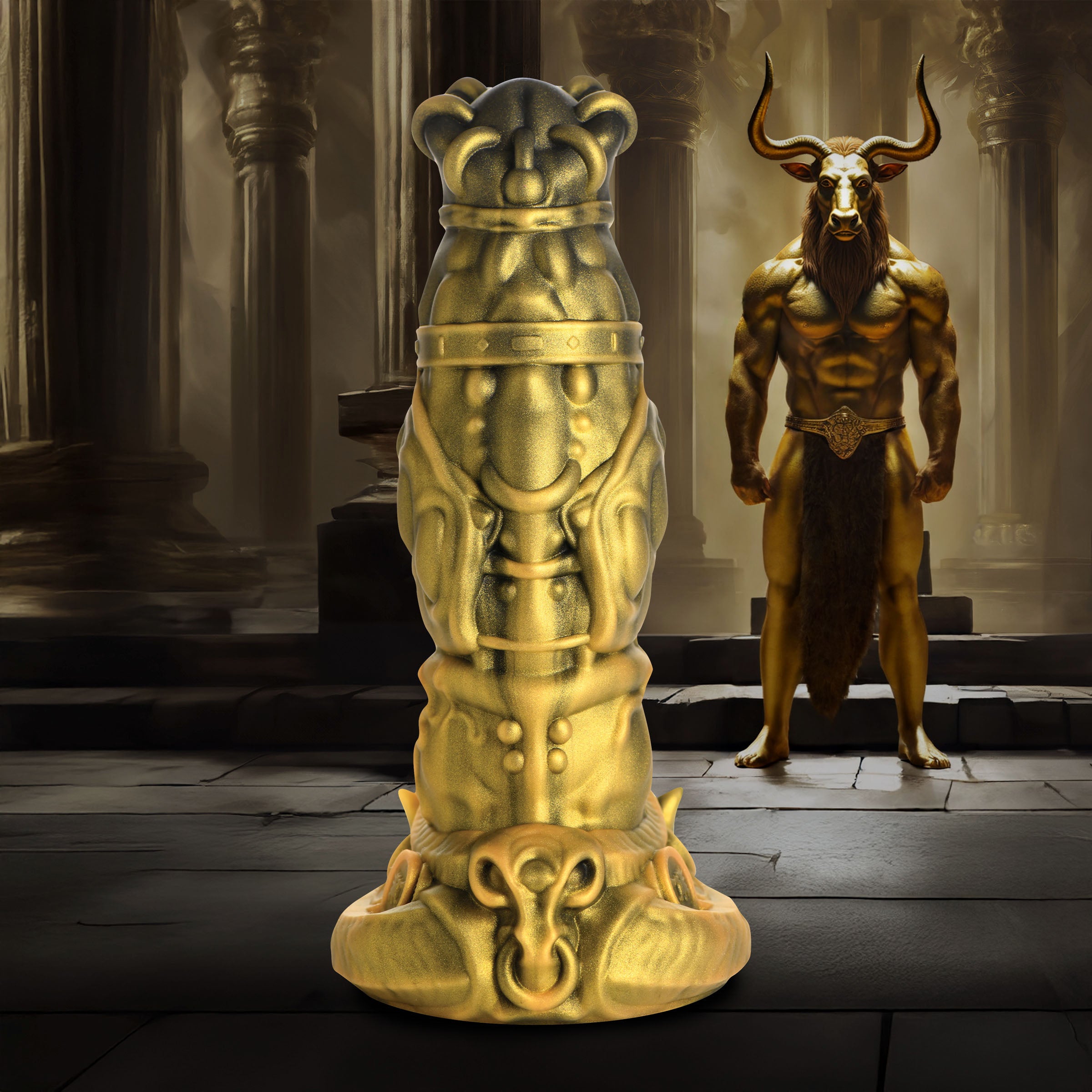 Creature Cocks King Minotaur Silicone Dildo Yellow