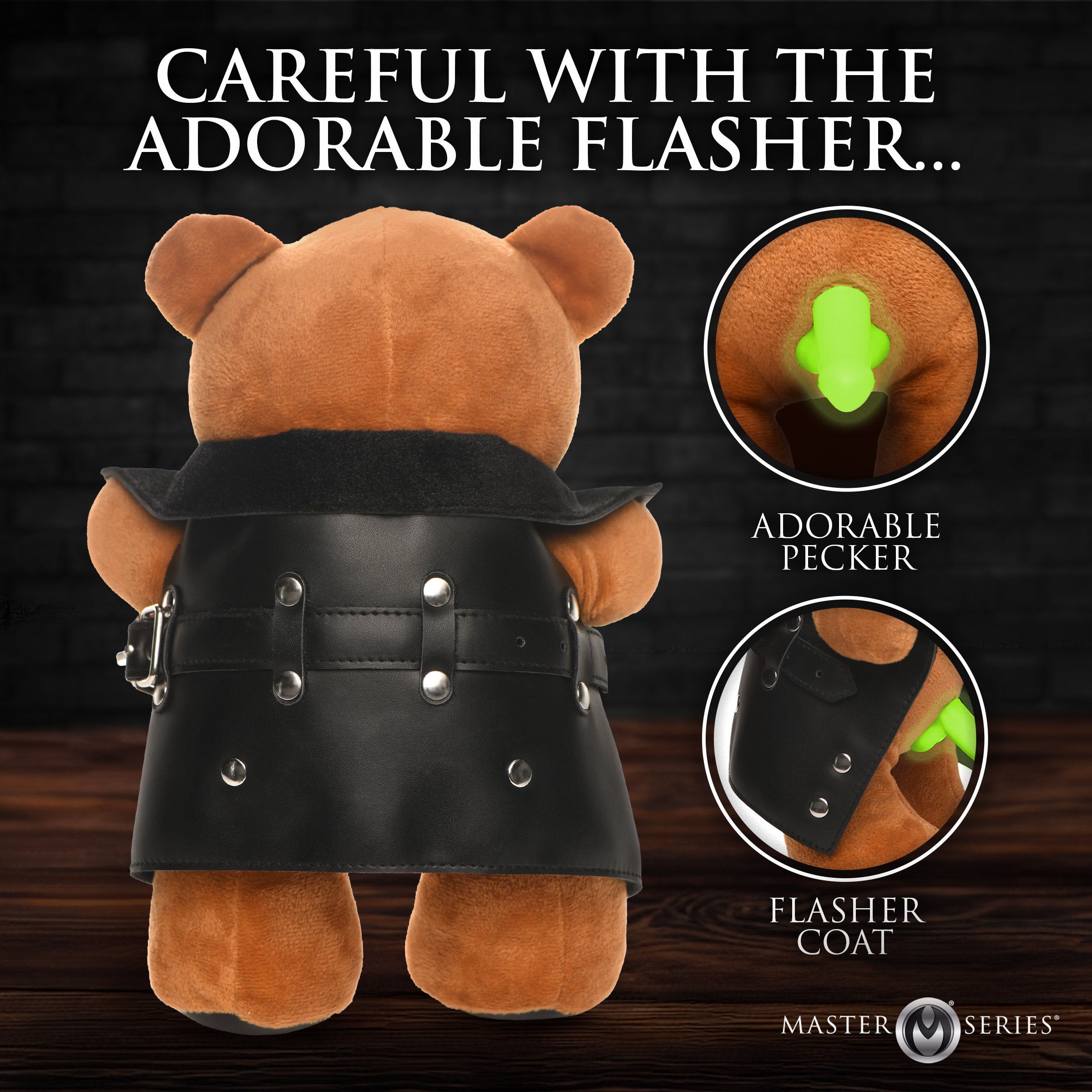 Master Series The Flasher Glow-in-the-Dark Exhibitionist Teddy Bear Brown