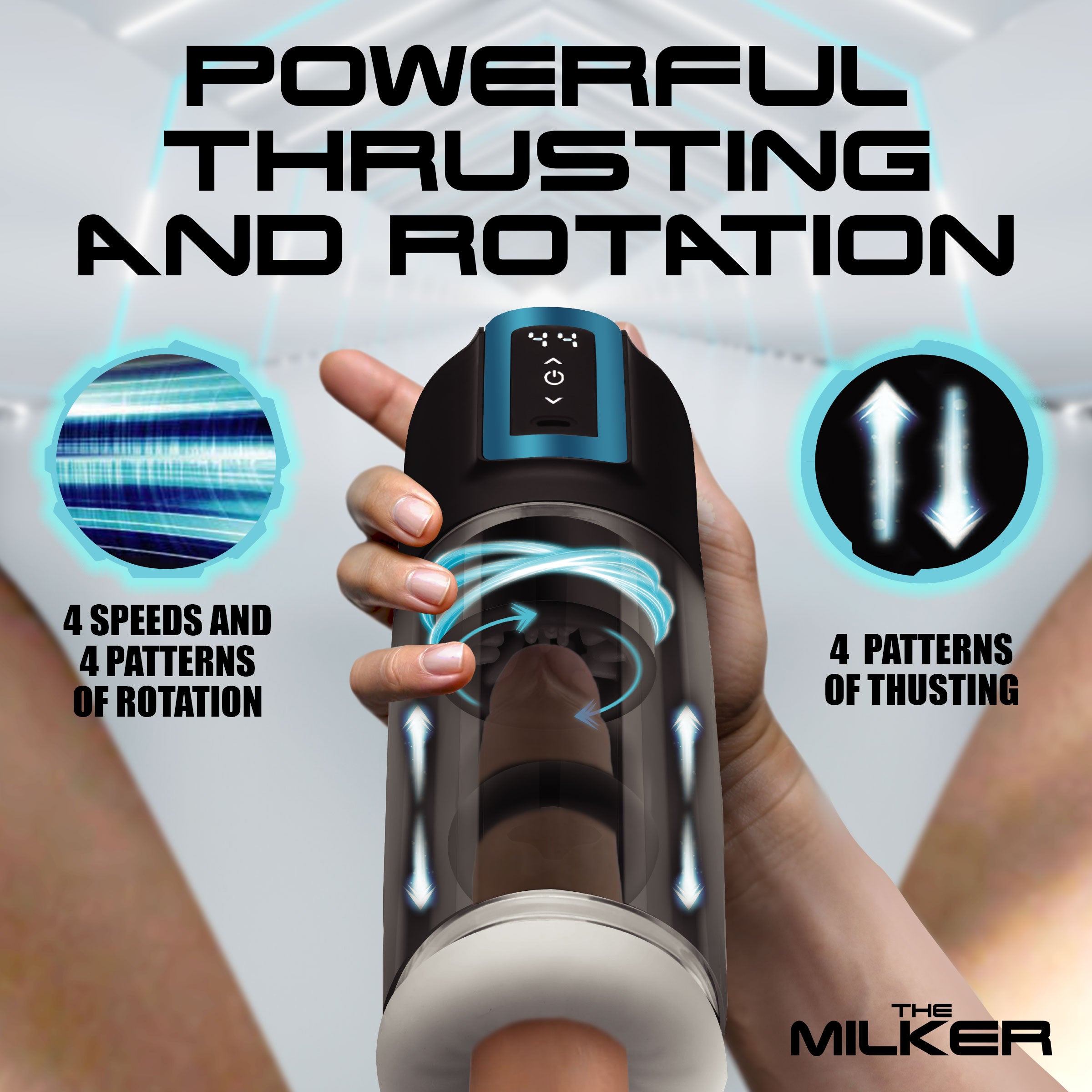 The Milker The Milker Roto-Stroke Thrusting and Rotating Masturbator Black