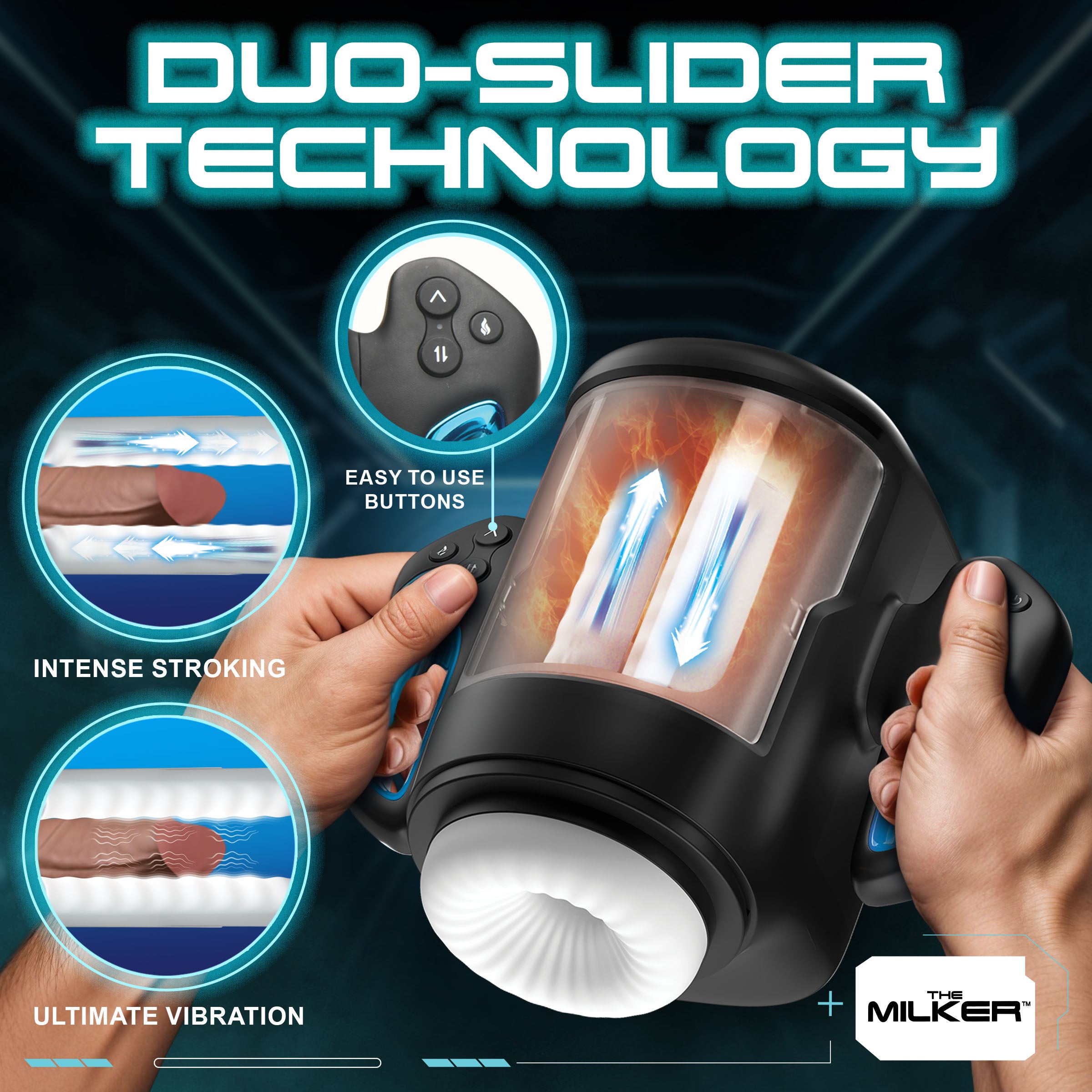 The Milker Cyber Milker Stroking & Vibrating Masturbator Black