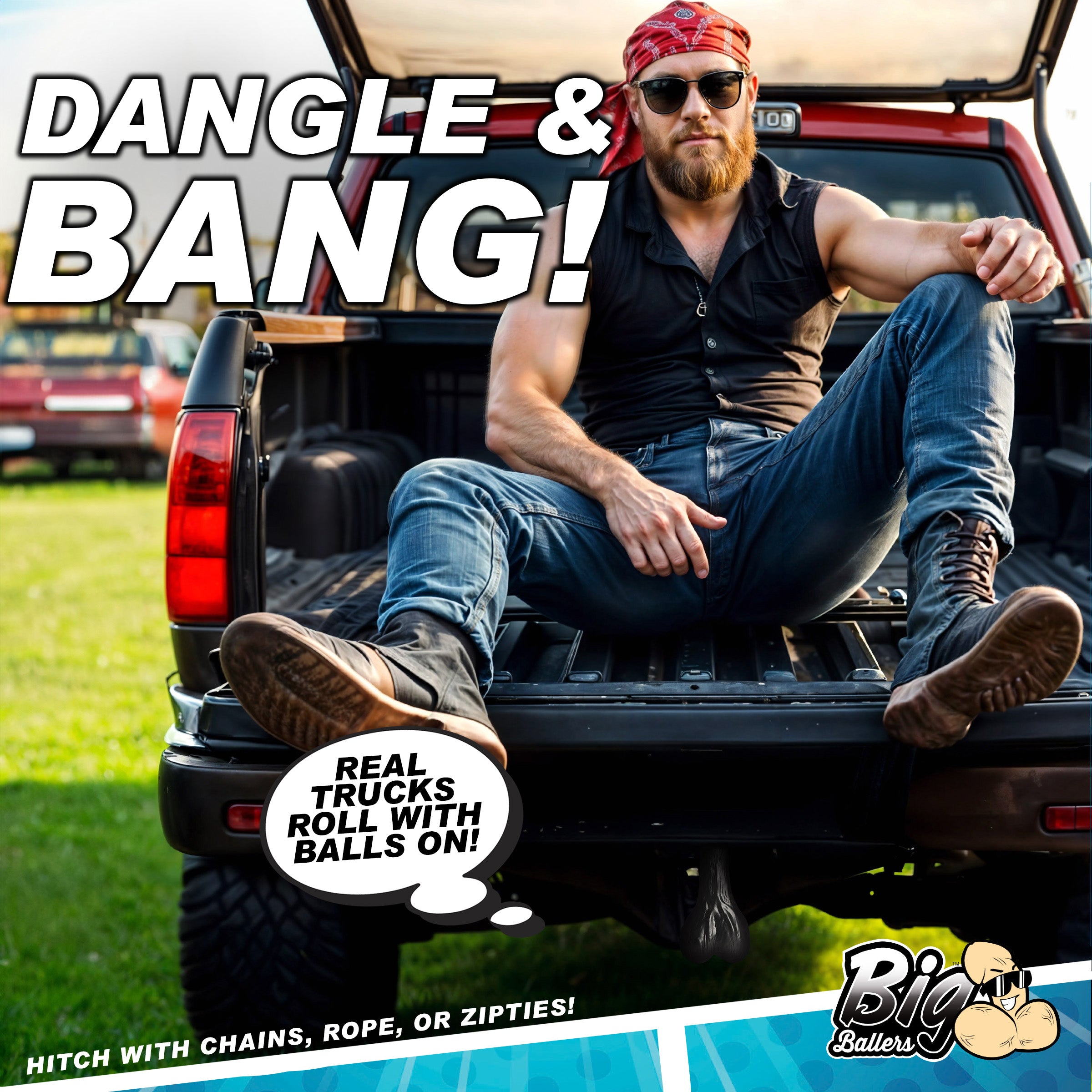 Big Ballers Large Truck Nuts - Black Black