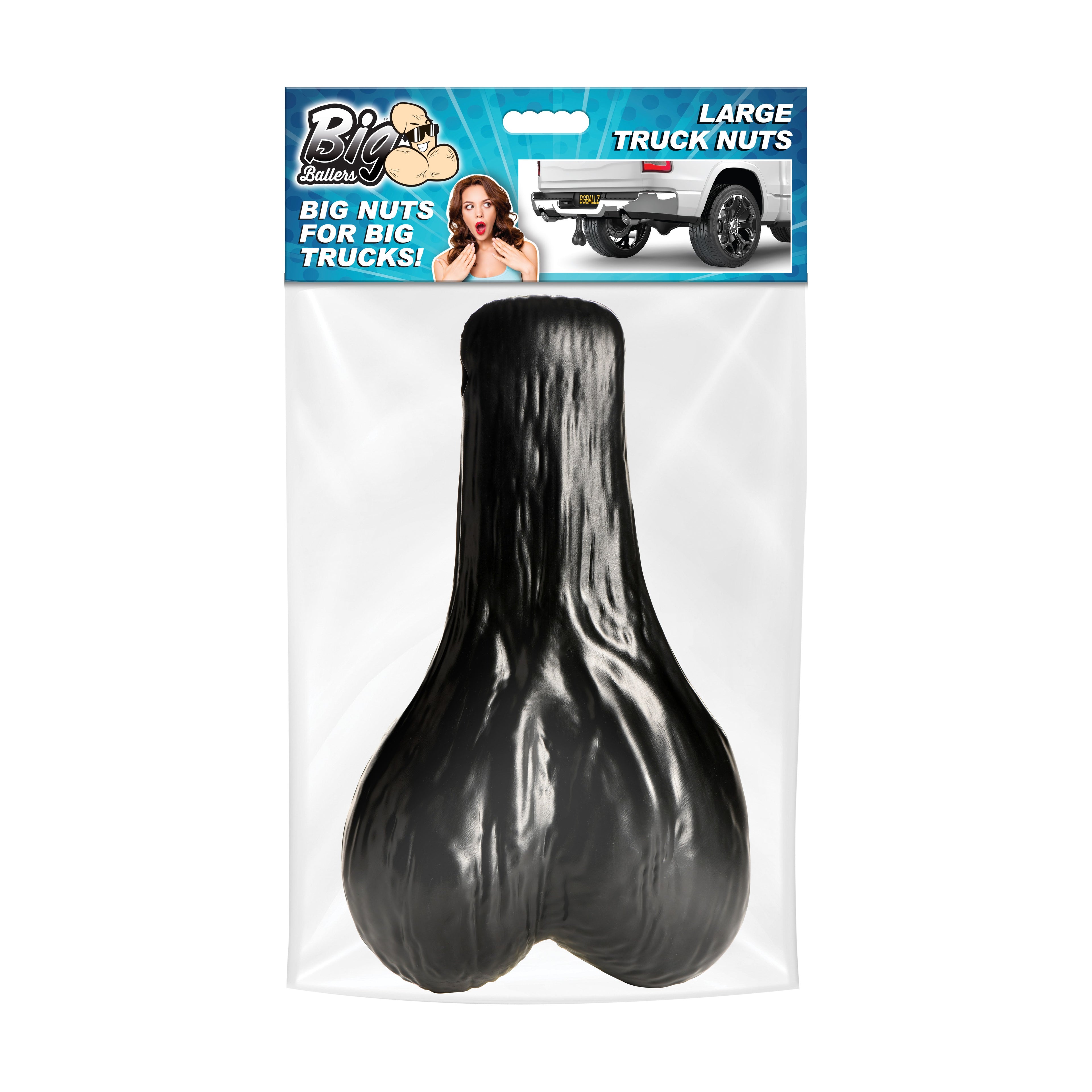 Big Ballers Large Truck Nuts - Black Black