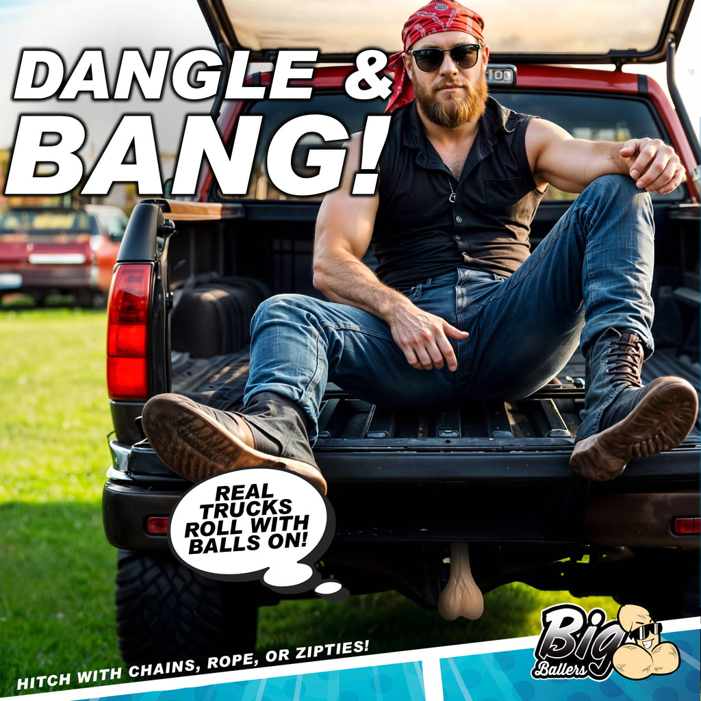 Big Ballers Large Truck Nuts - Black Flesh