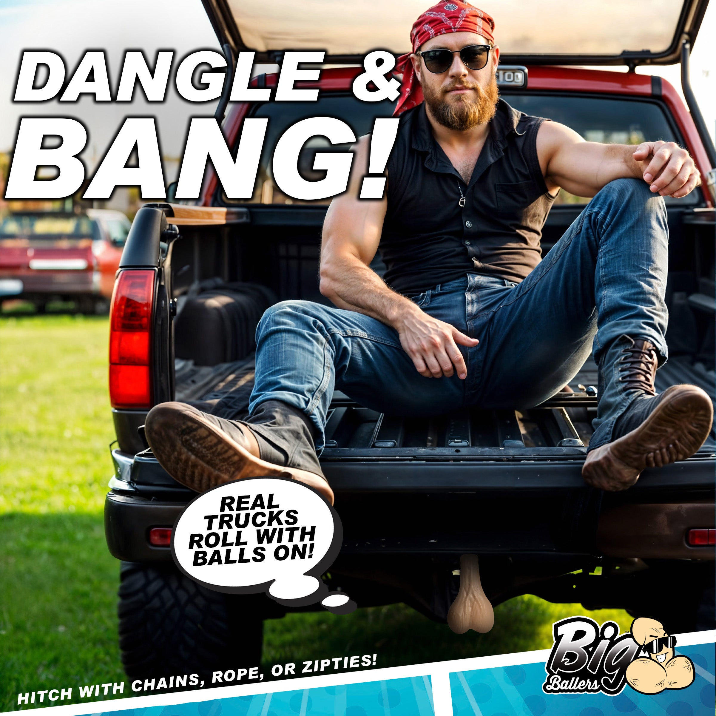 Big Ballers Large Truck Nuts - Black Flesh